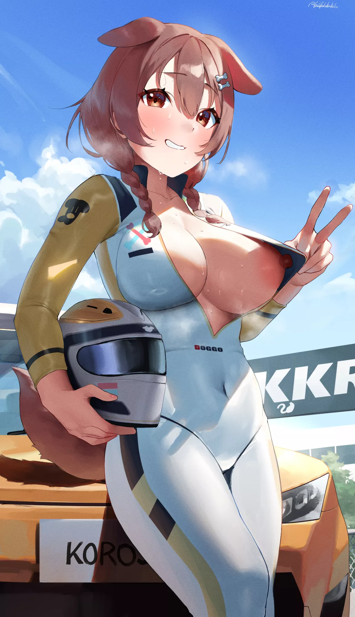 Inugami Korone Racing Suit Tease (Frikulu) [Hololive]