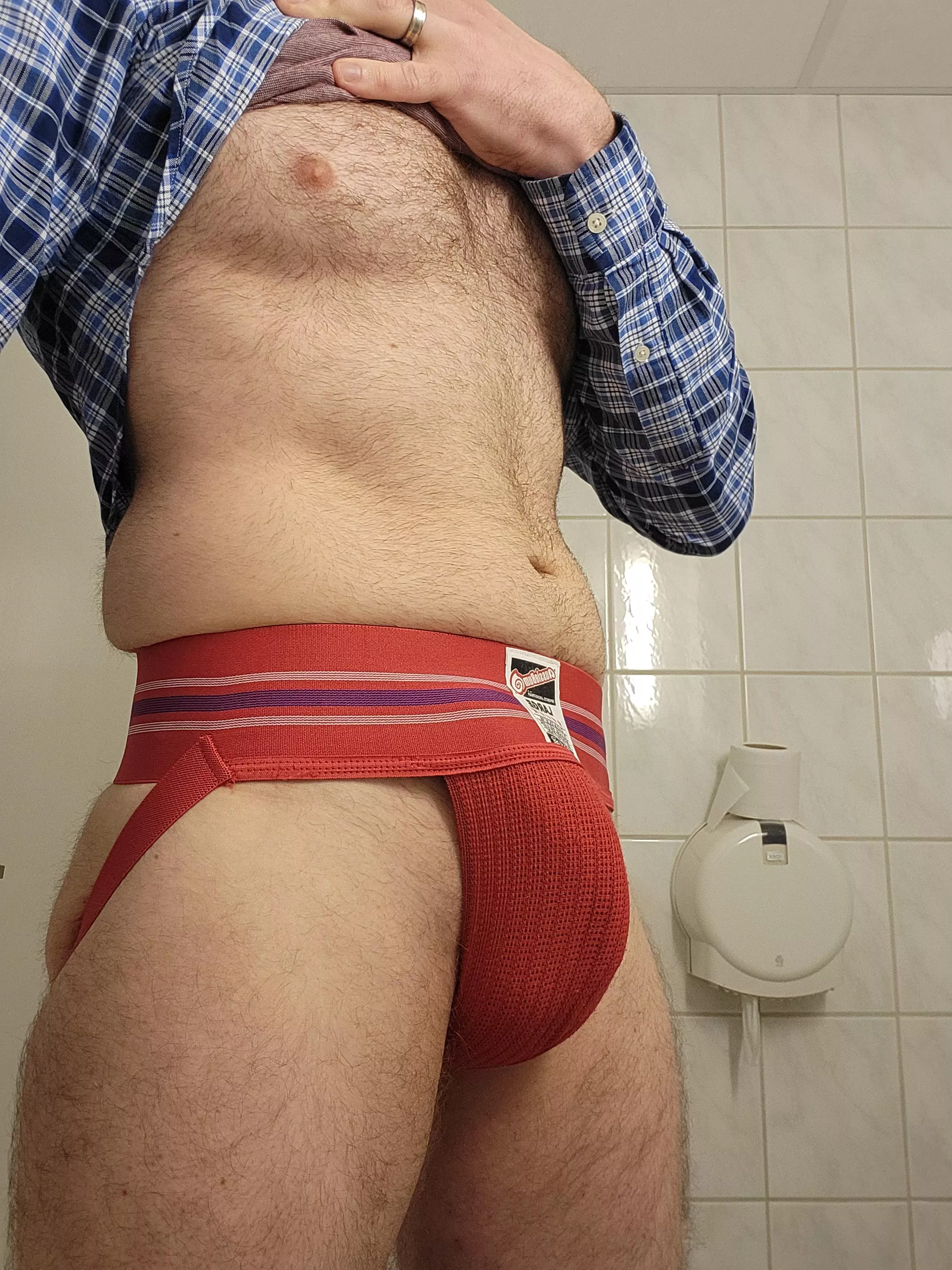 So turned on wearing jockstraps at work..