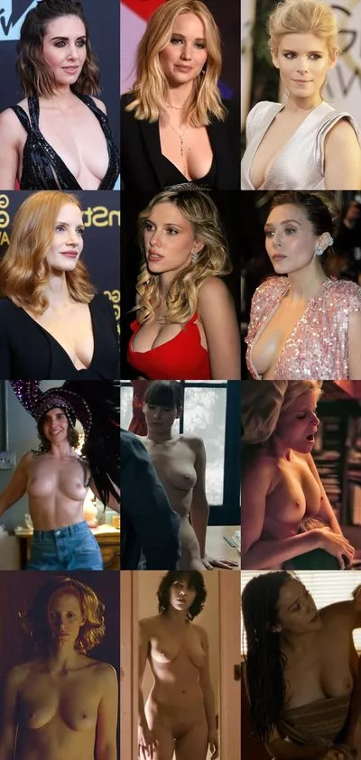 Alison brie, Jennifer Lawrence. Kate mara . Jessica chastain, Scarlett Johansson, Elizabeth Olsen