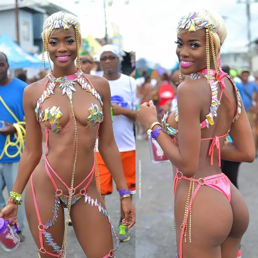 Bubble butted Trinidadian carnival babe