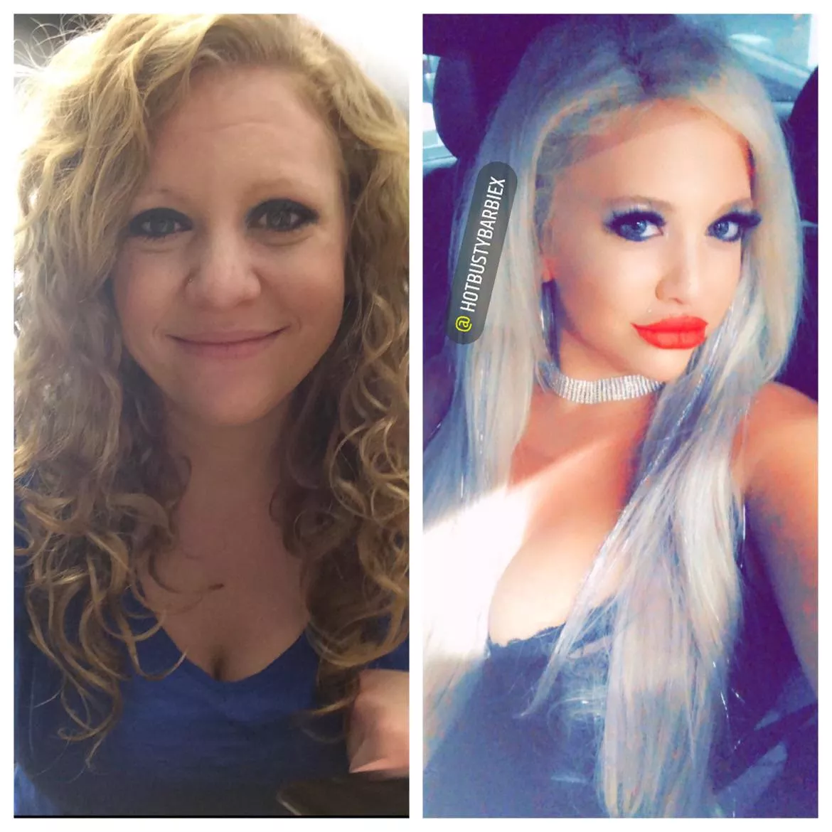 Bimbofication begore and after [F] I love my fake lips and tits!