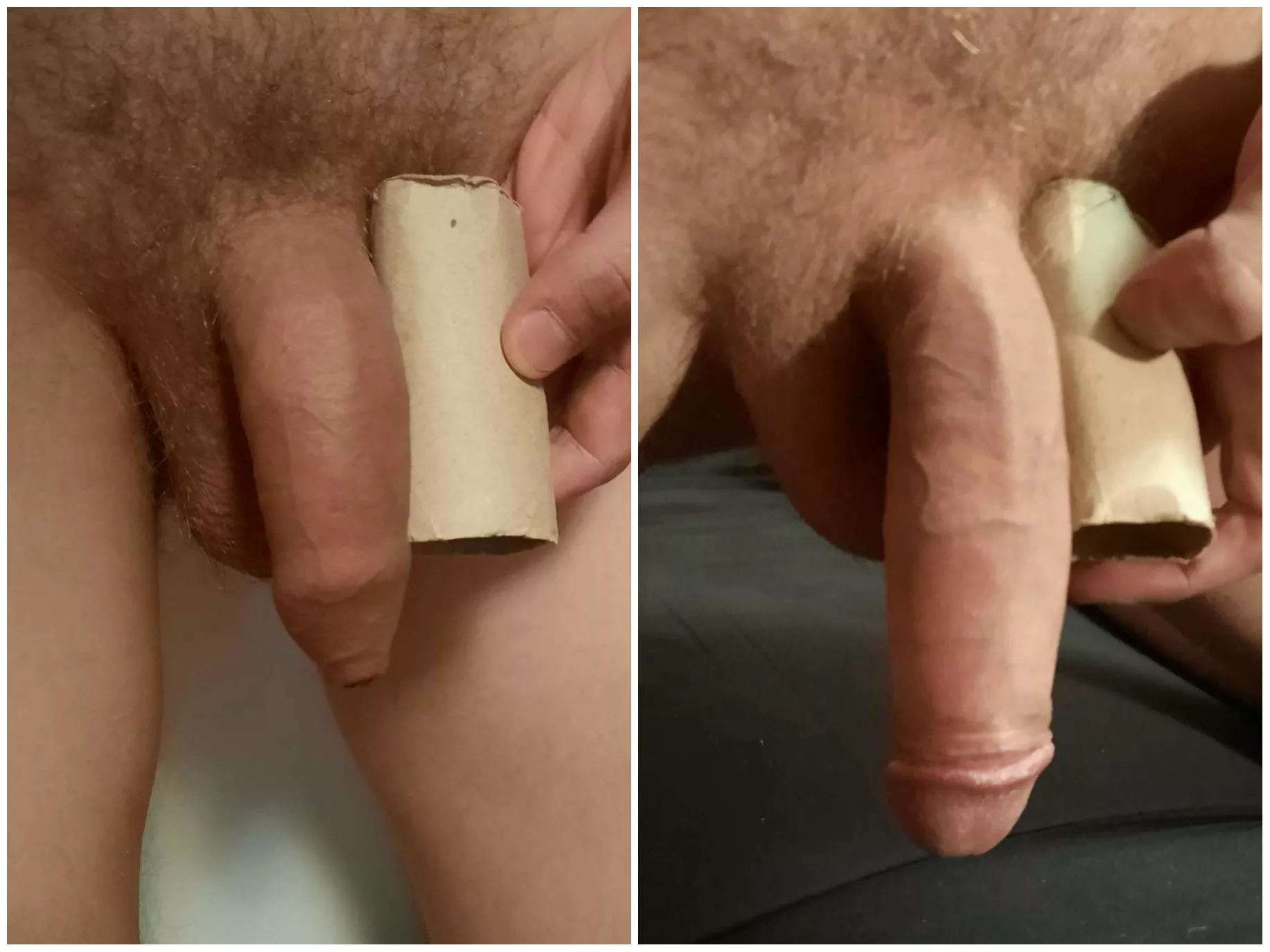 TP roll compared to: My soft cock & my semi-hard cock