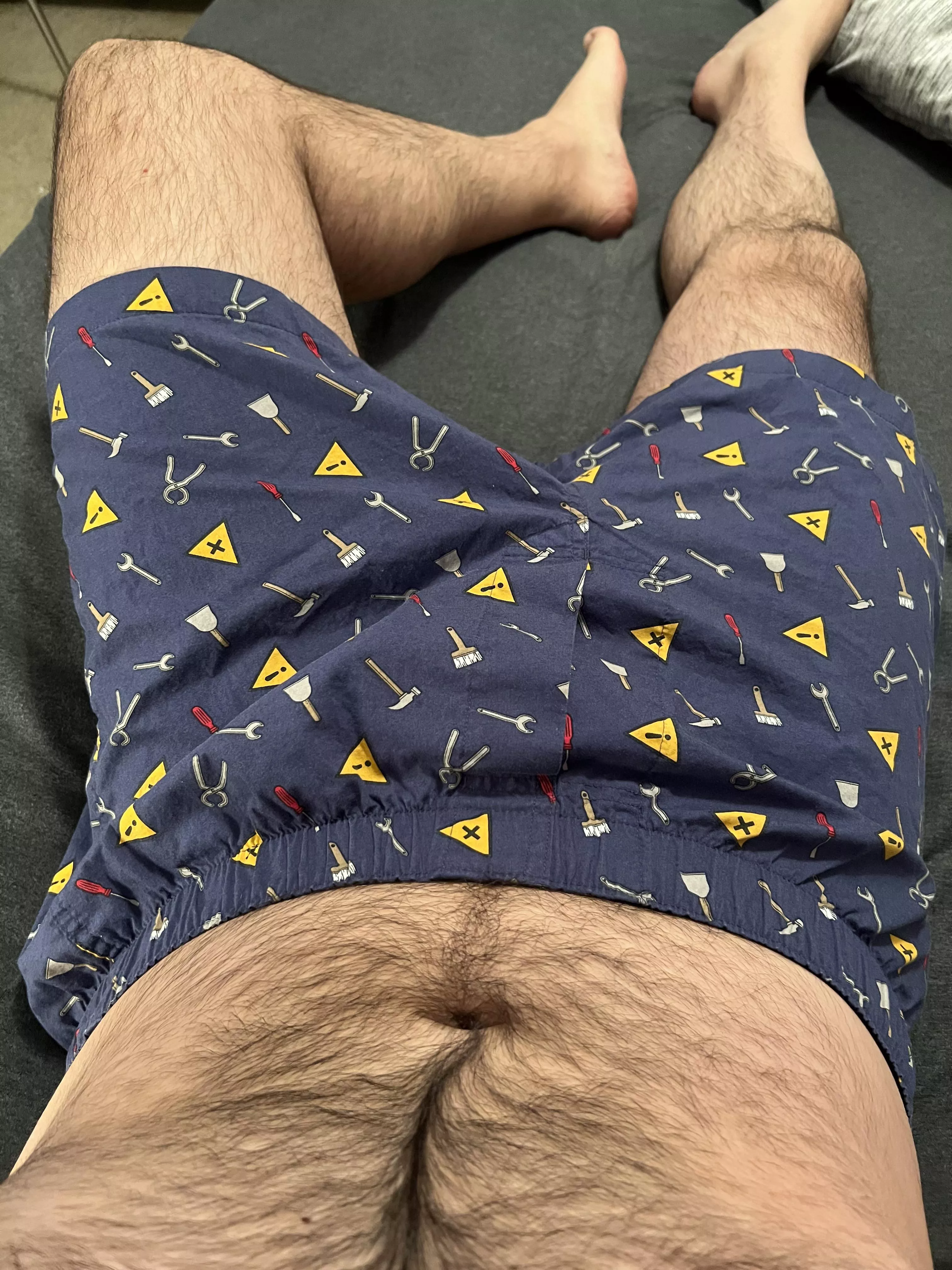 Chillin in new pair of print boxers (Houston anyone?)