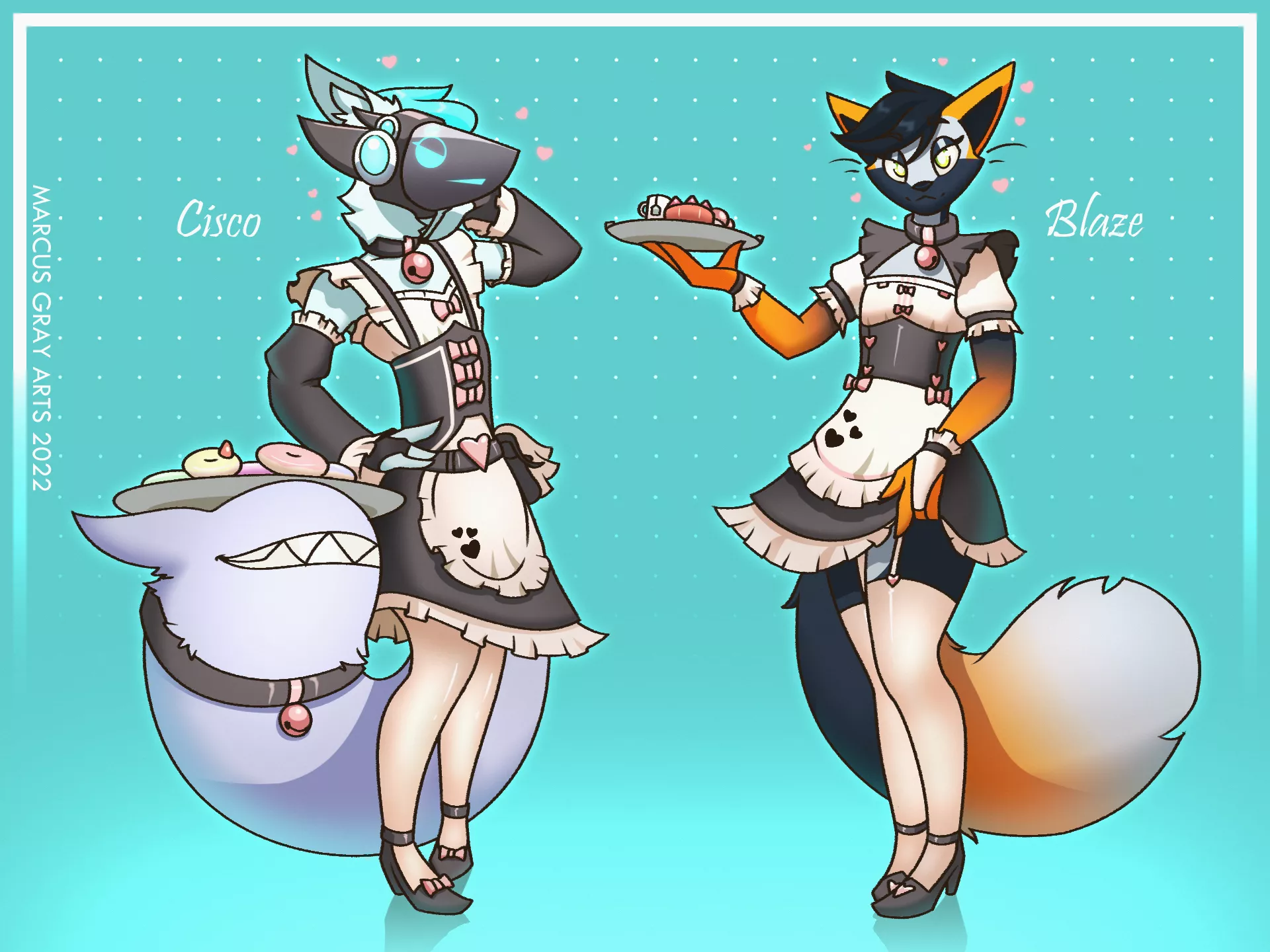 Cute Maids~ (art by me @marcusgrayarts on twitter)