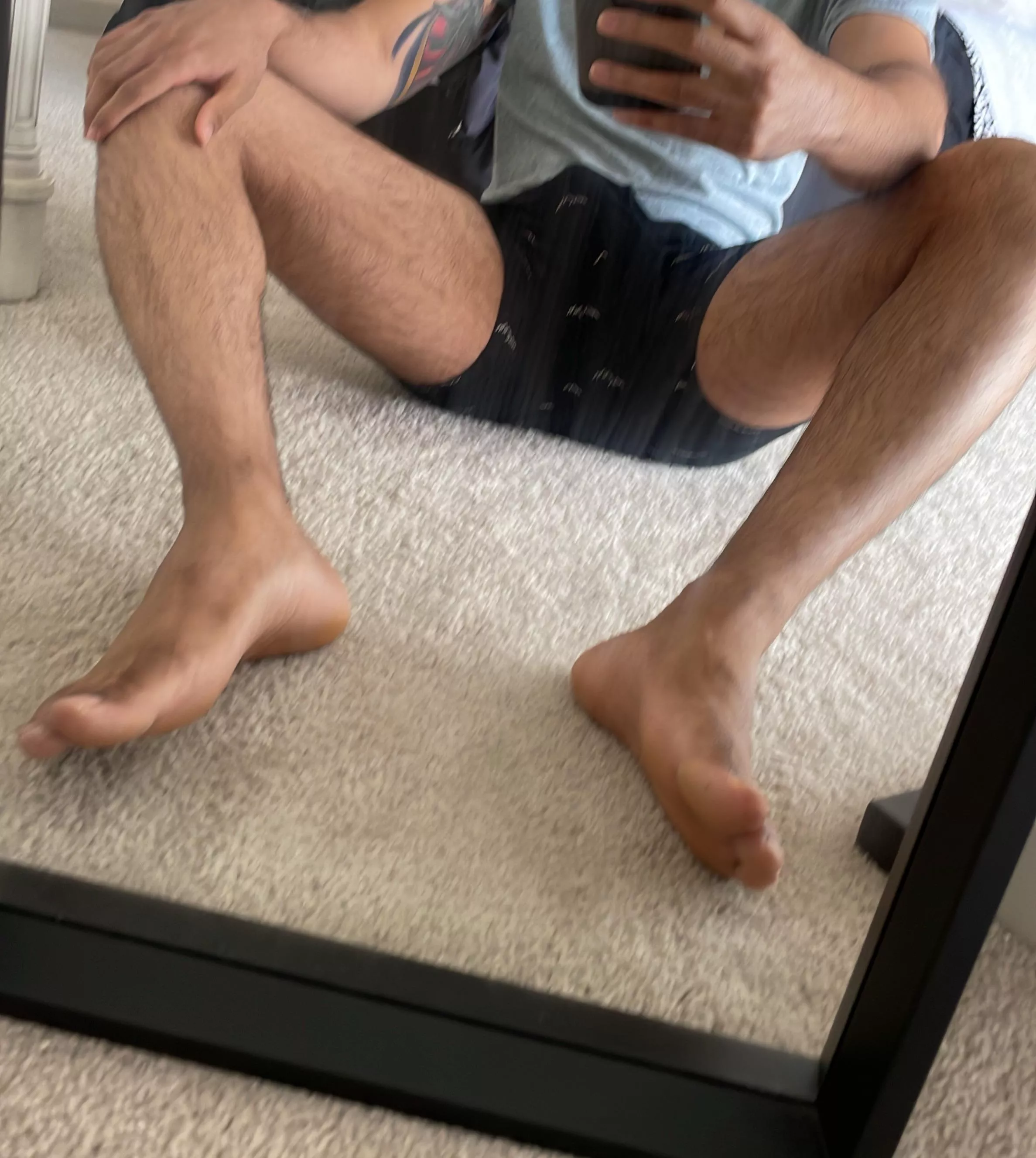 Hairy legs. Bulge. Feet. The holy trinity.