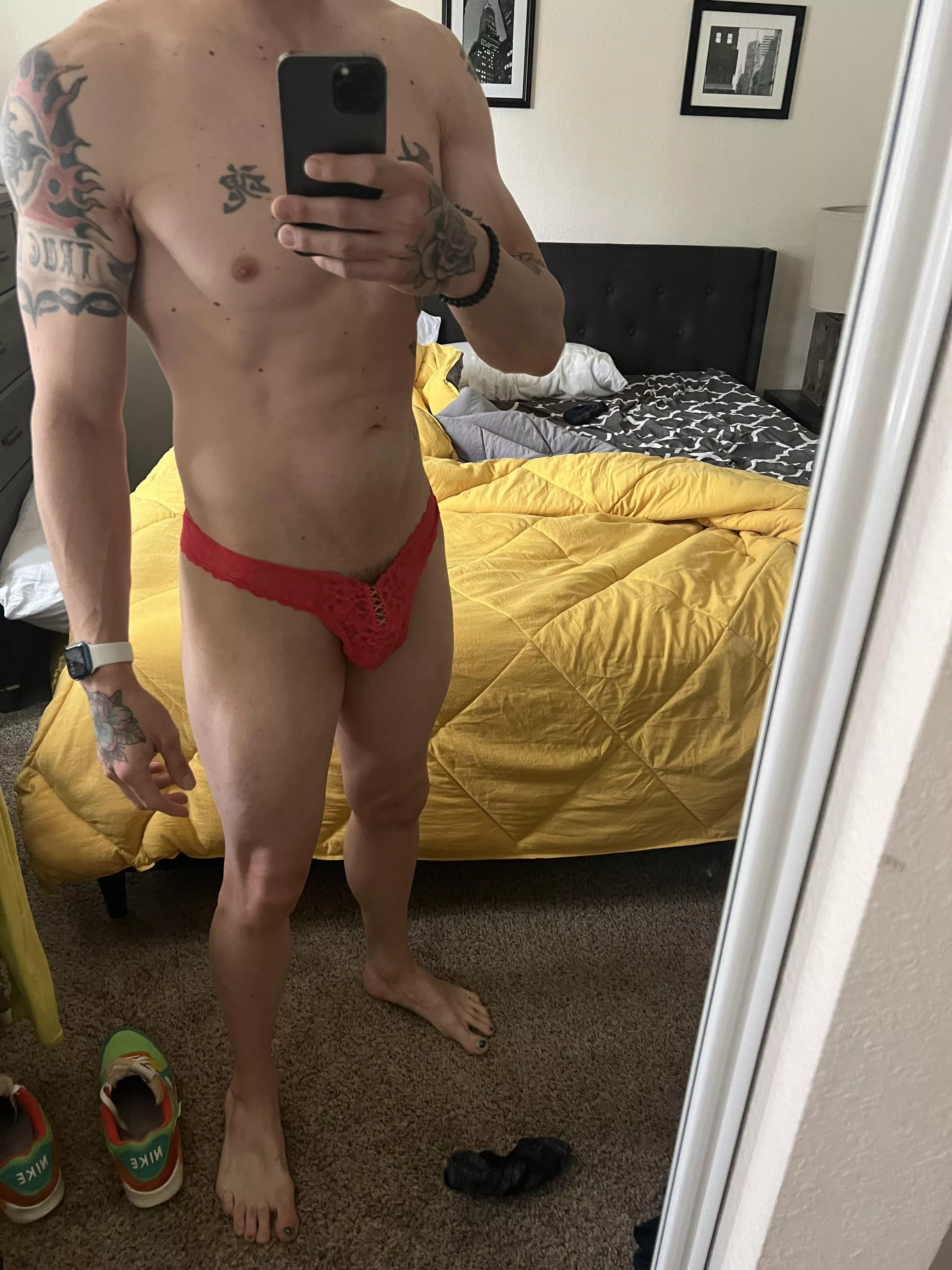 Red lace thong 😘