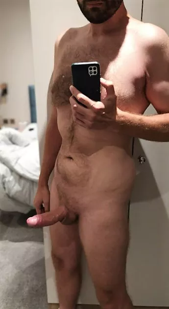 Showing off my dad bod and thick dick in the mirror