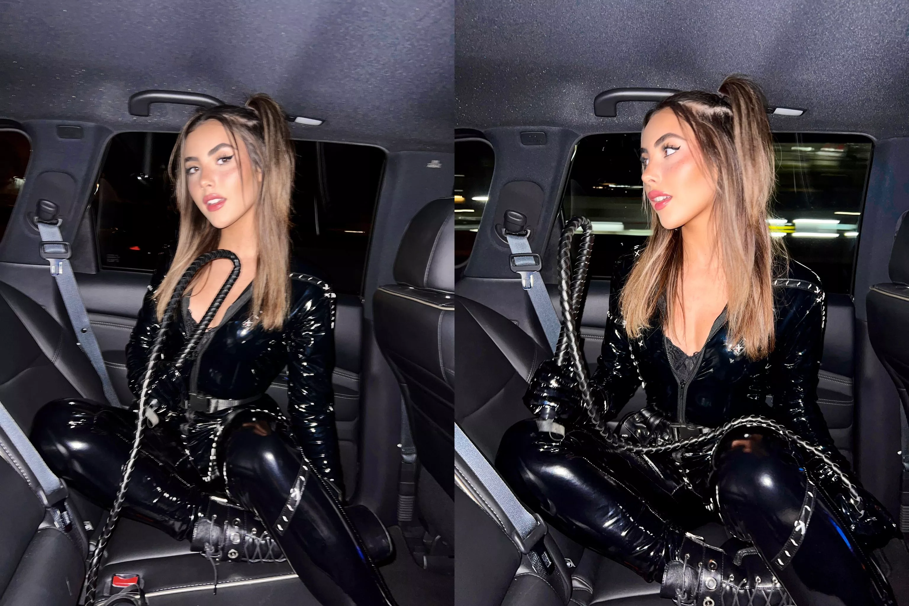 Catwoman in the backseat