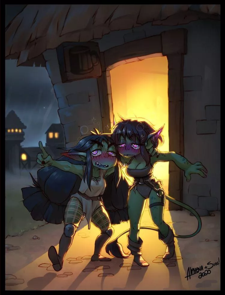 Goblin girls going home from drinking