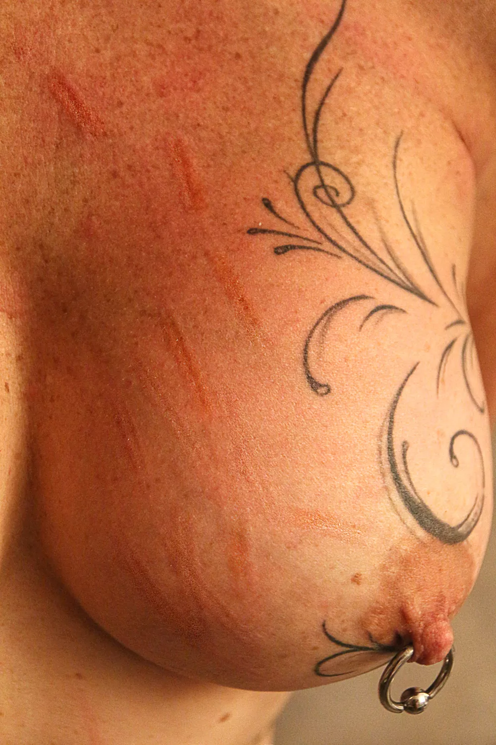 Little marks from breast whipping session [F]