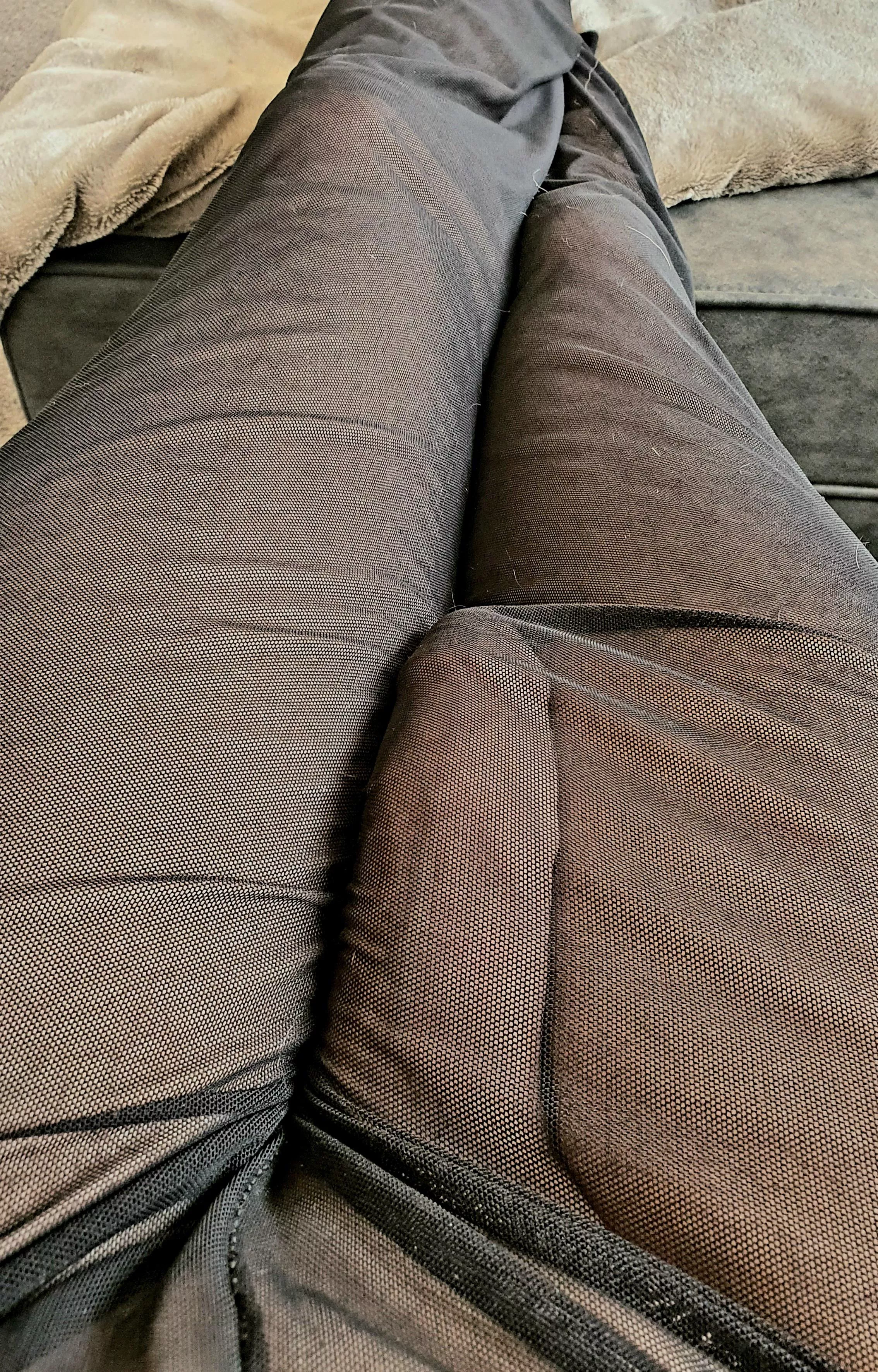 My sheer lounging pants bulging.