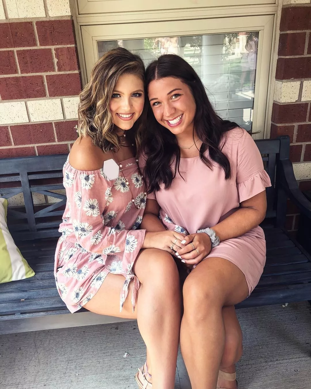 Pink Dresses, Legs Crossed