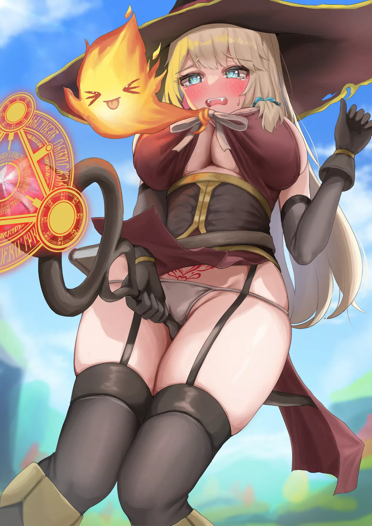 Thicc witch enjoys casting spells a bit too much (by Iro)