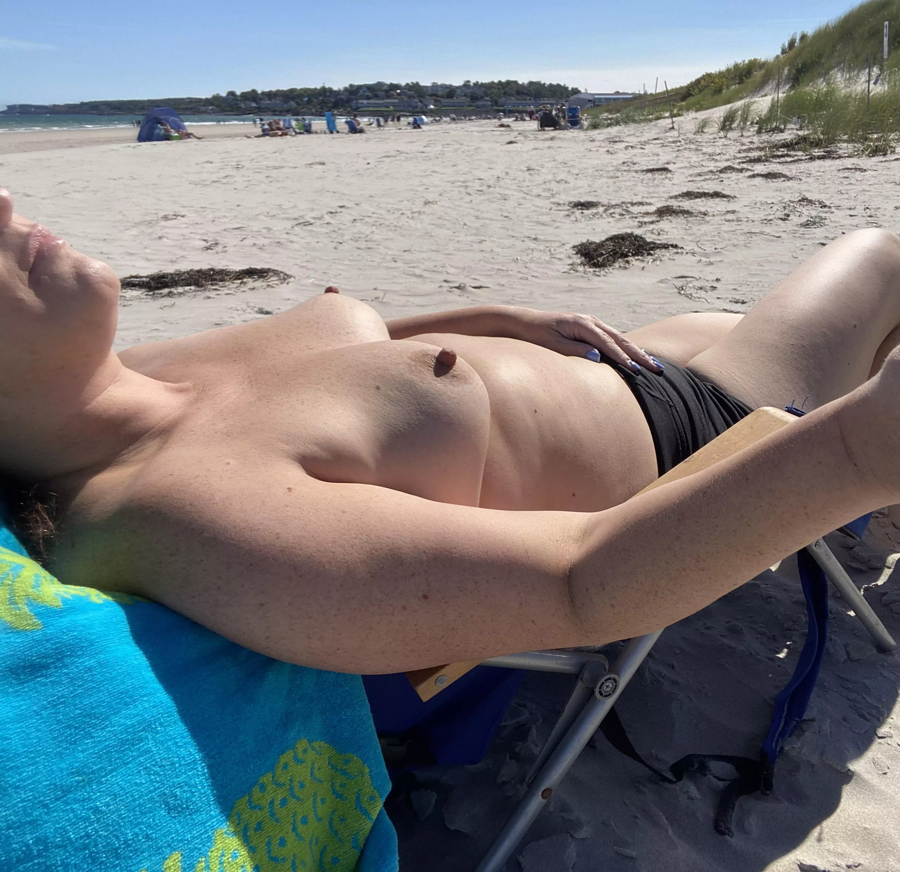 Topless on the beach in Maine makes me think of when I was here with my valentine