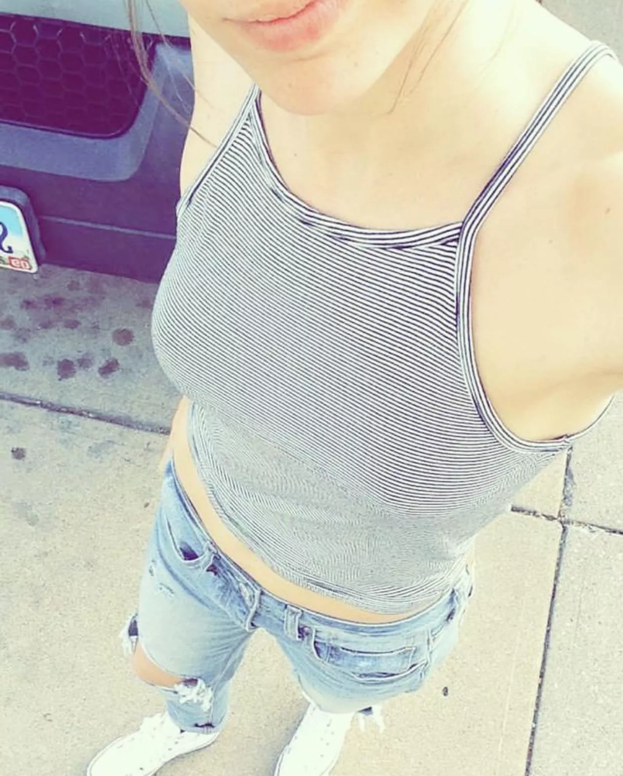 She loves the looks she gets when she goes braless.