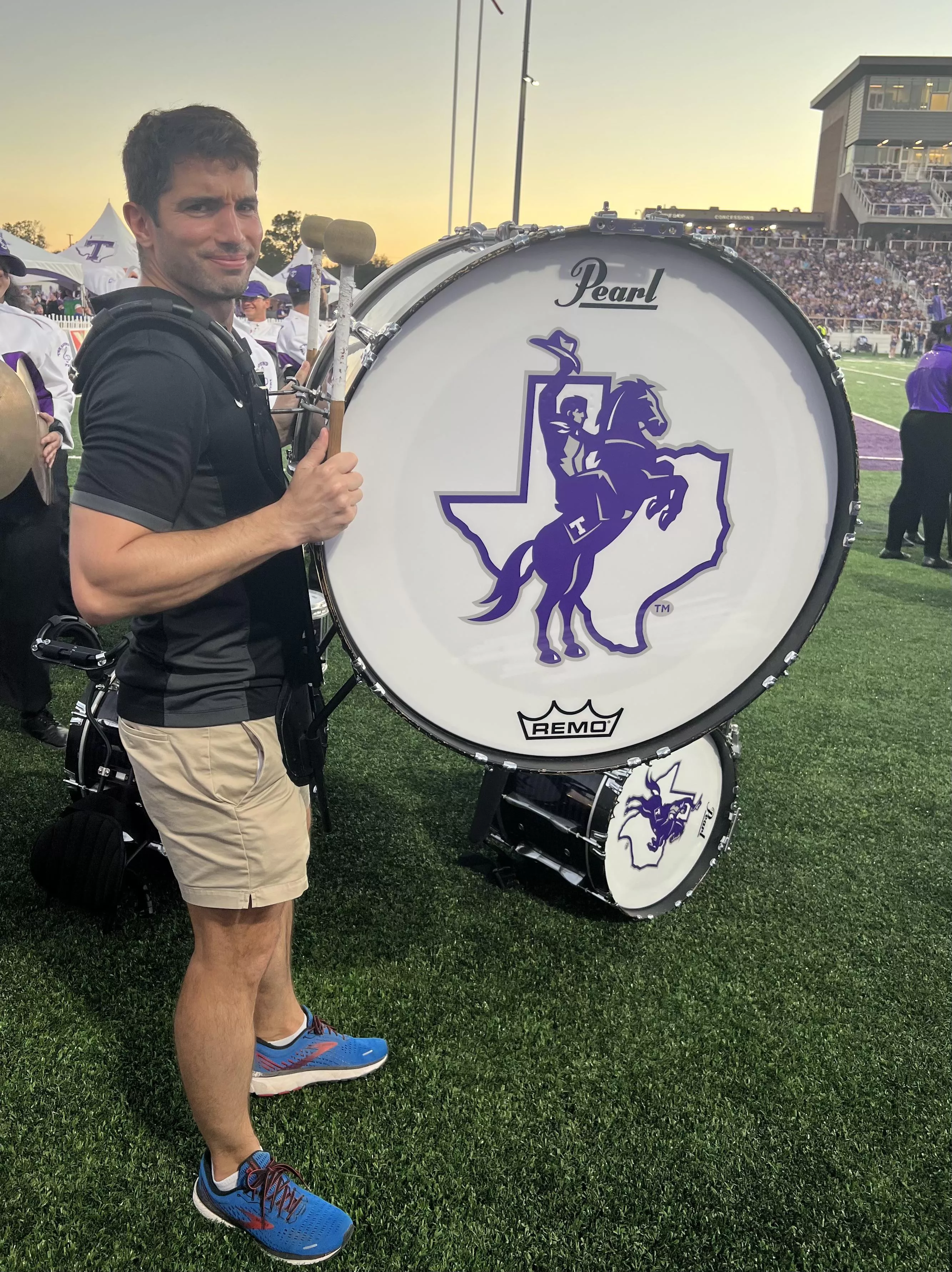 Tried on this comedically large bass drum last night ðŸ˜‚