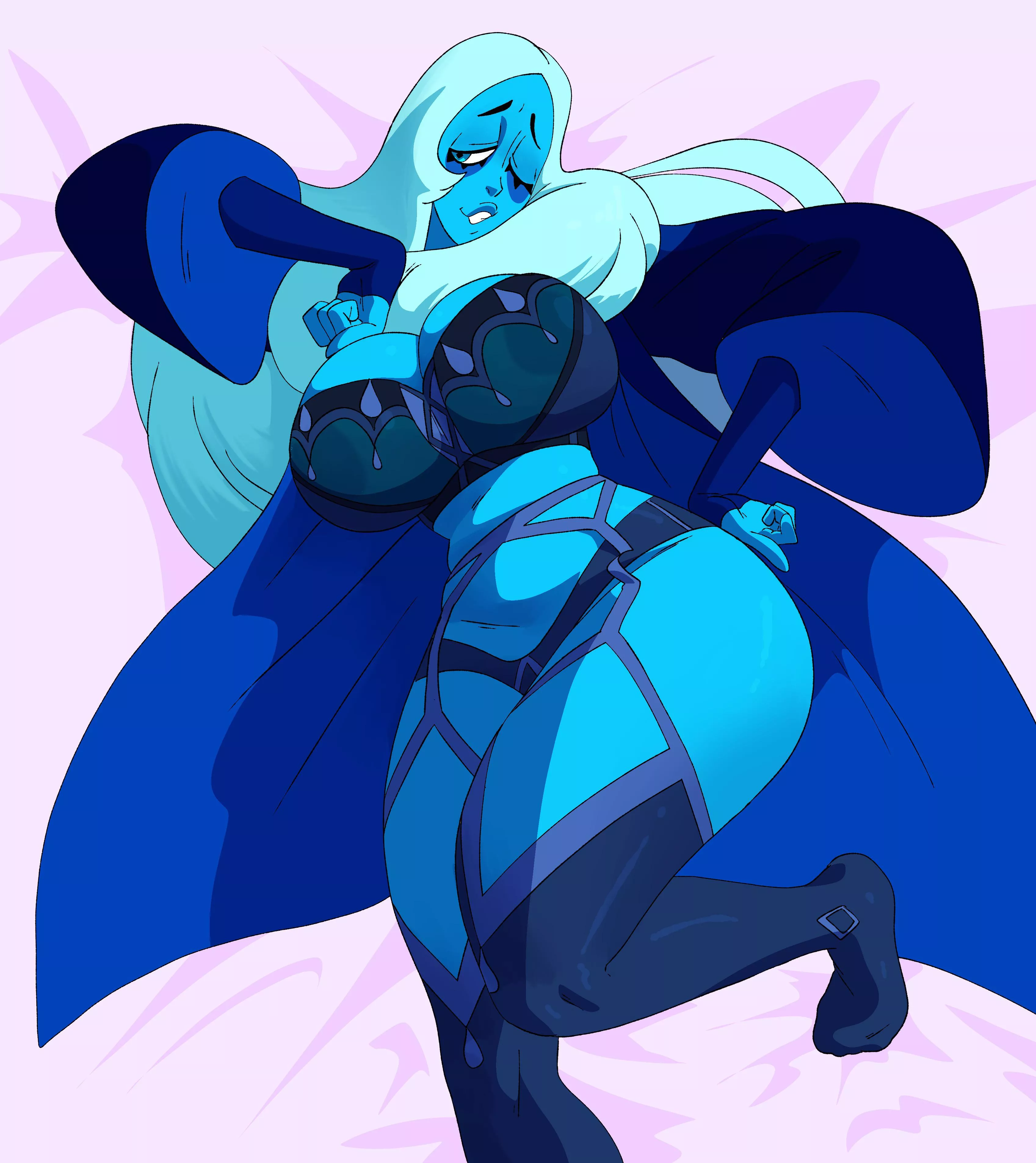 Blue Diamond in lingerie (art by Inker_comics)