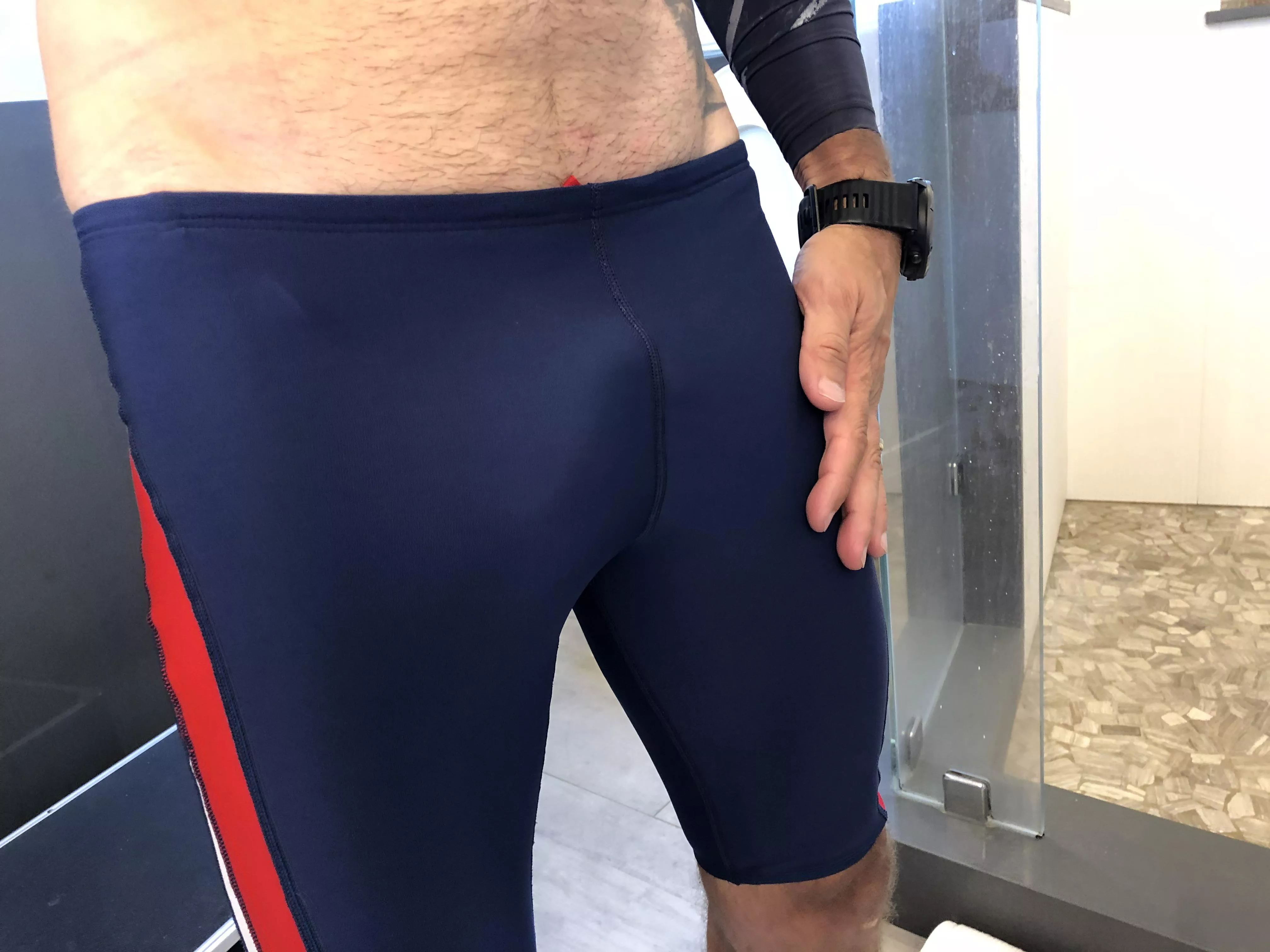 I hope this bulge goes down before I swim!