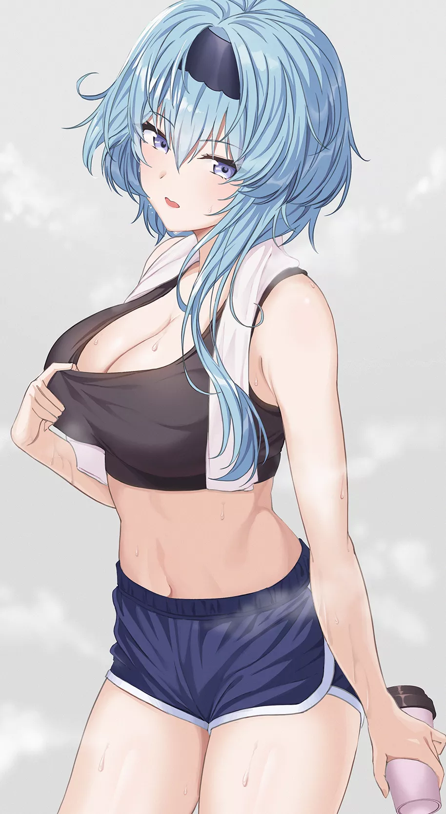 Sweaty Eula during workout (by OA)