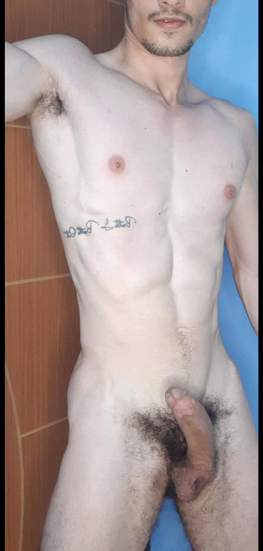 sweaty pits and cock, after workout. Wanna check?