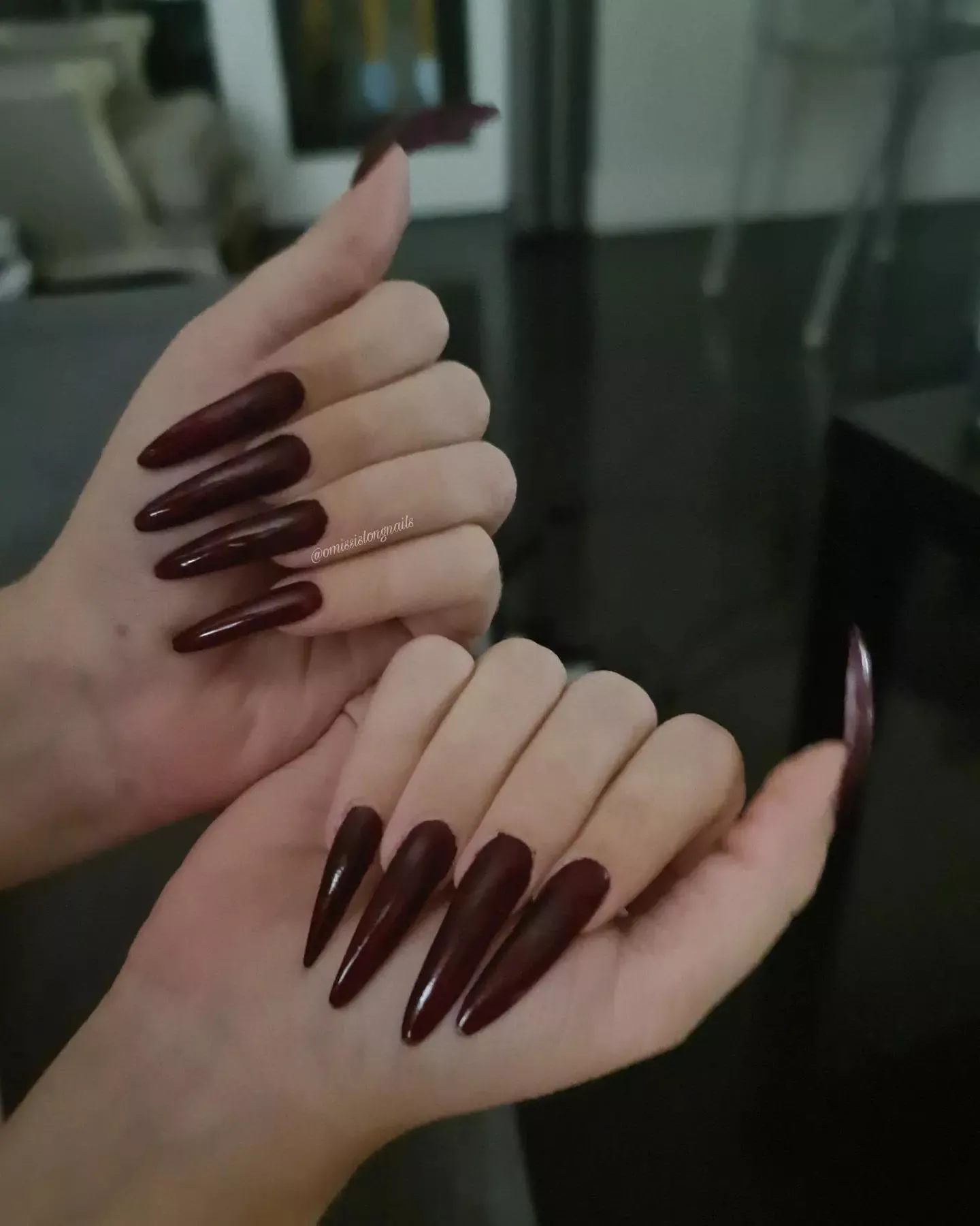 do you like dark red on my natural nails? 😈😘