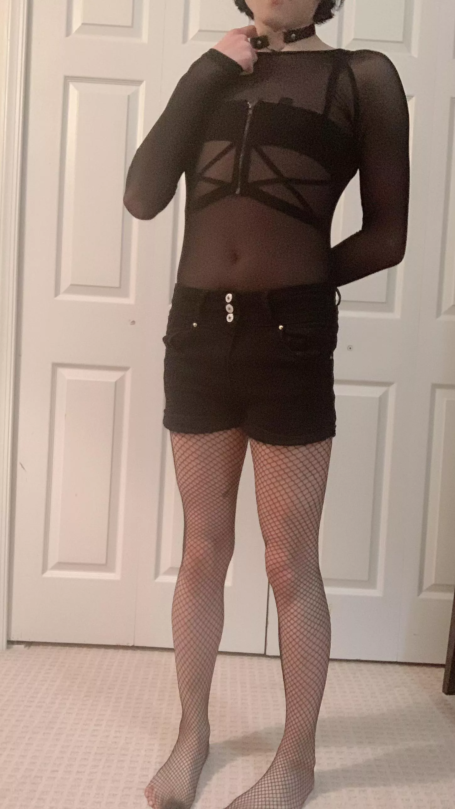 F-first time wearing fishnets. How do I look?