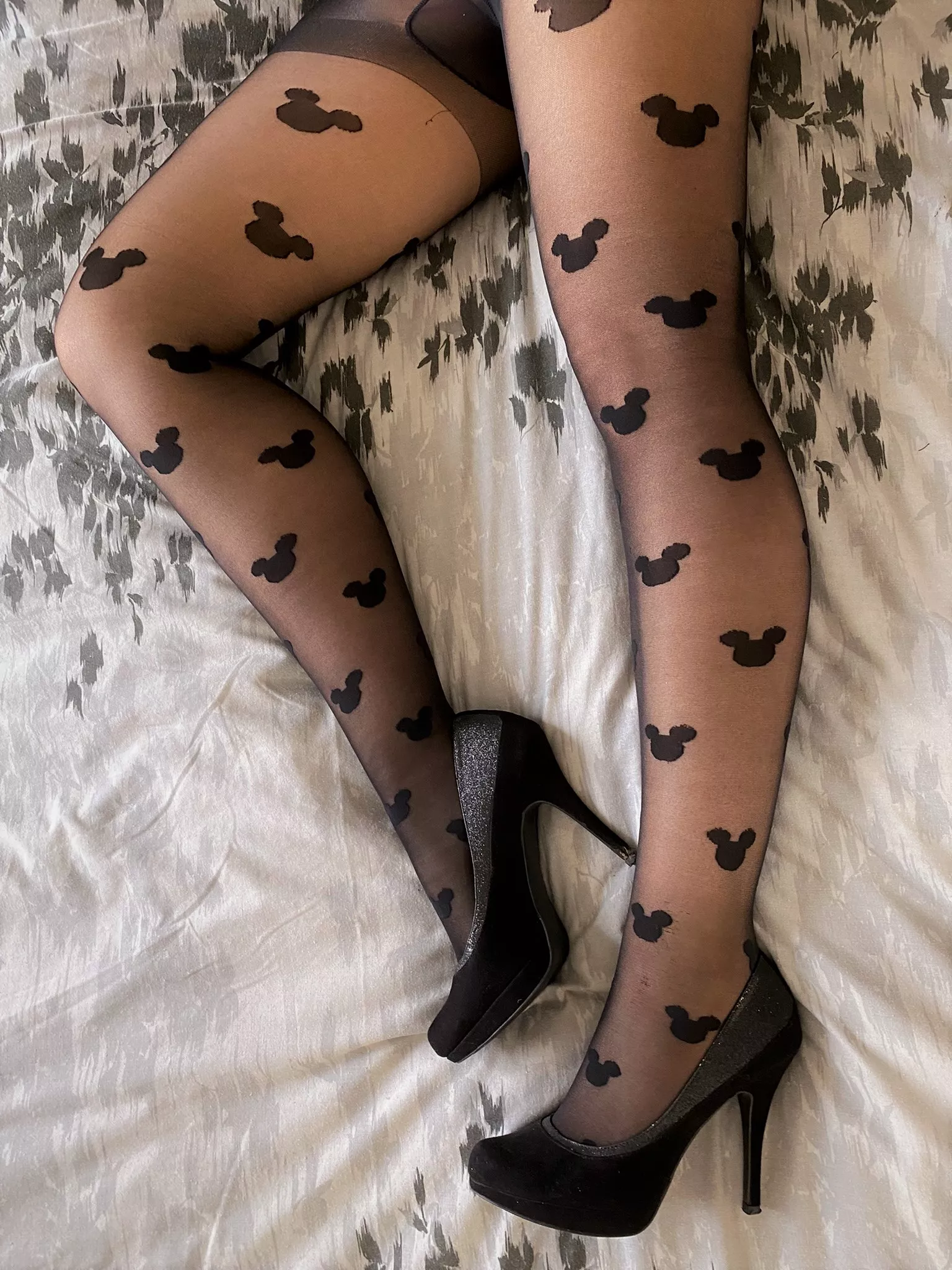 My cute little Disney tights, oh and I'm not wearing panties underneath :)