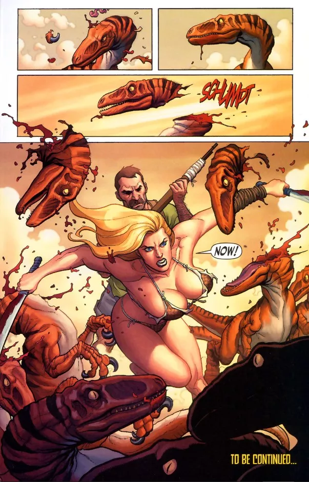 Shanna Slicing Raptors [Shanna, the She-Devil (2005) #5]