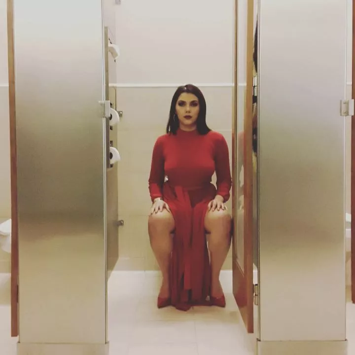 Devil waiting in bathroom.