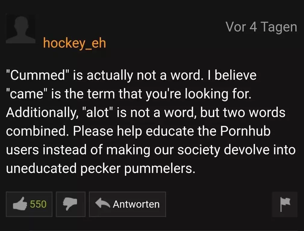 Found this Grammer Nazi on pornhub