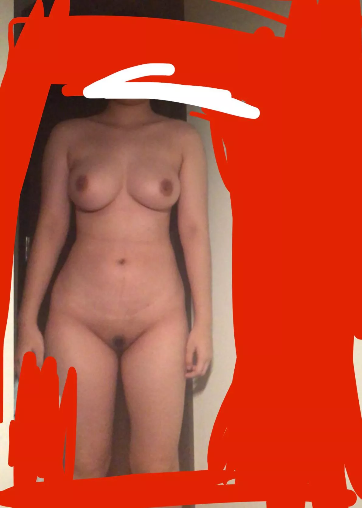 F19,135lbs,5â€™3. Dislike how my shoulders are unbalanced in slant and length and my uneven torso/ waist due to my scoliosis. My boobs are very uneven in terms of fullness, cup and shape. On my way to loose weight