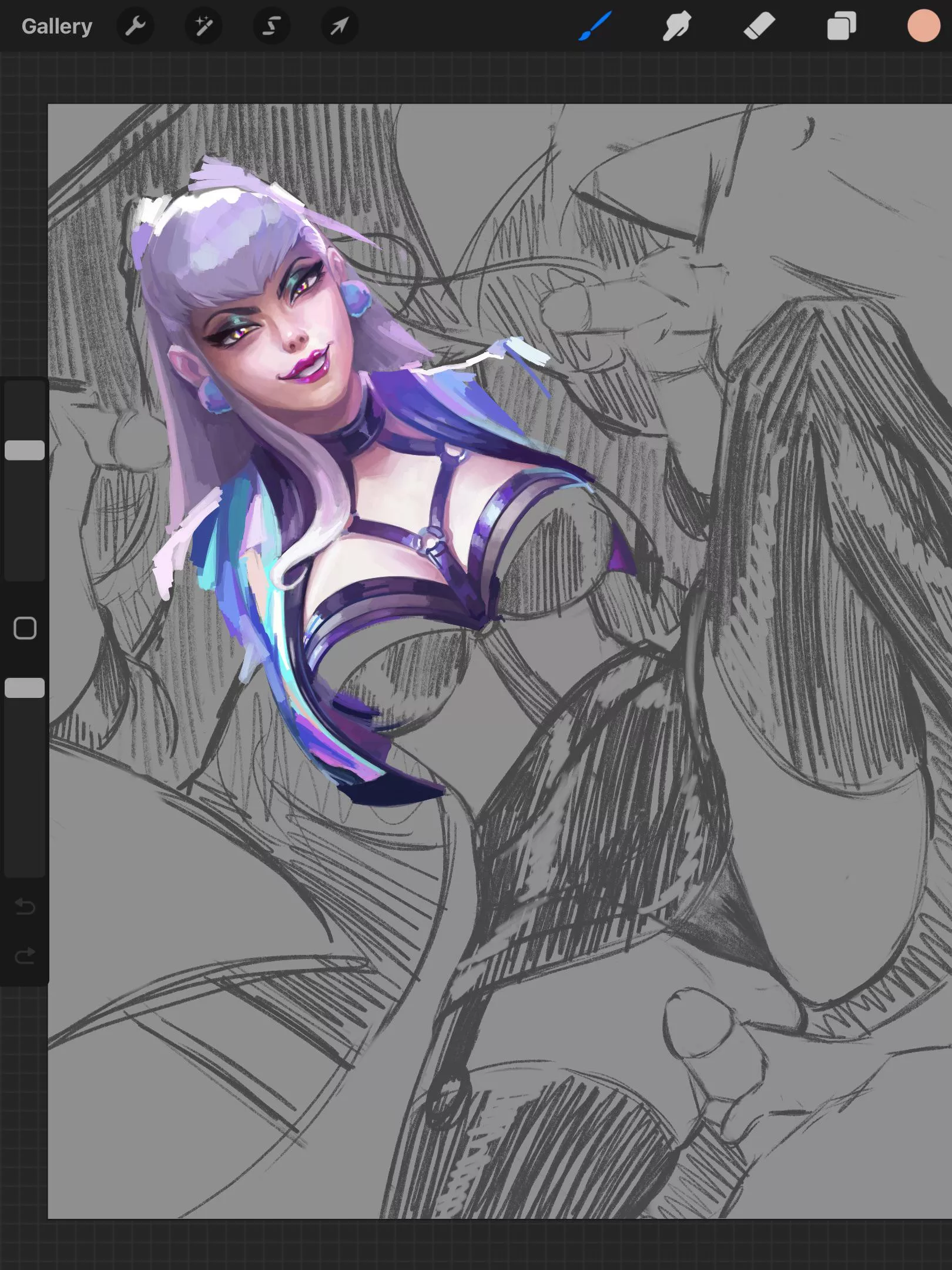 K/DA All-Out Evelynn NSFW commission (work in progress) by NiczRandomArts