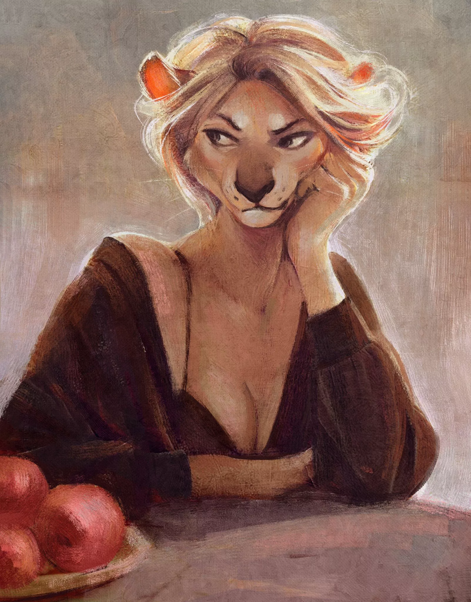 Lioness with apples (art by HRISCIA aka me)🍎🍎🍎