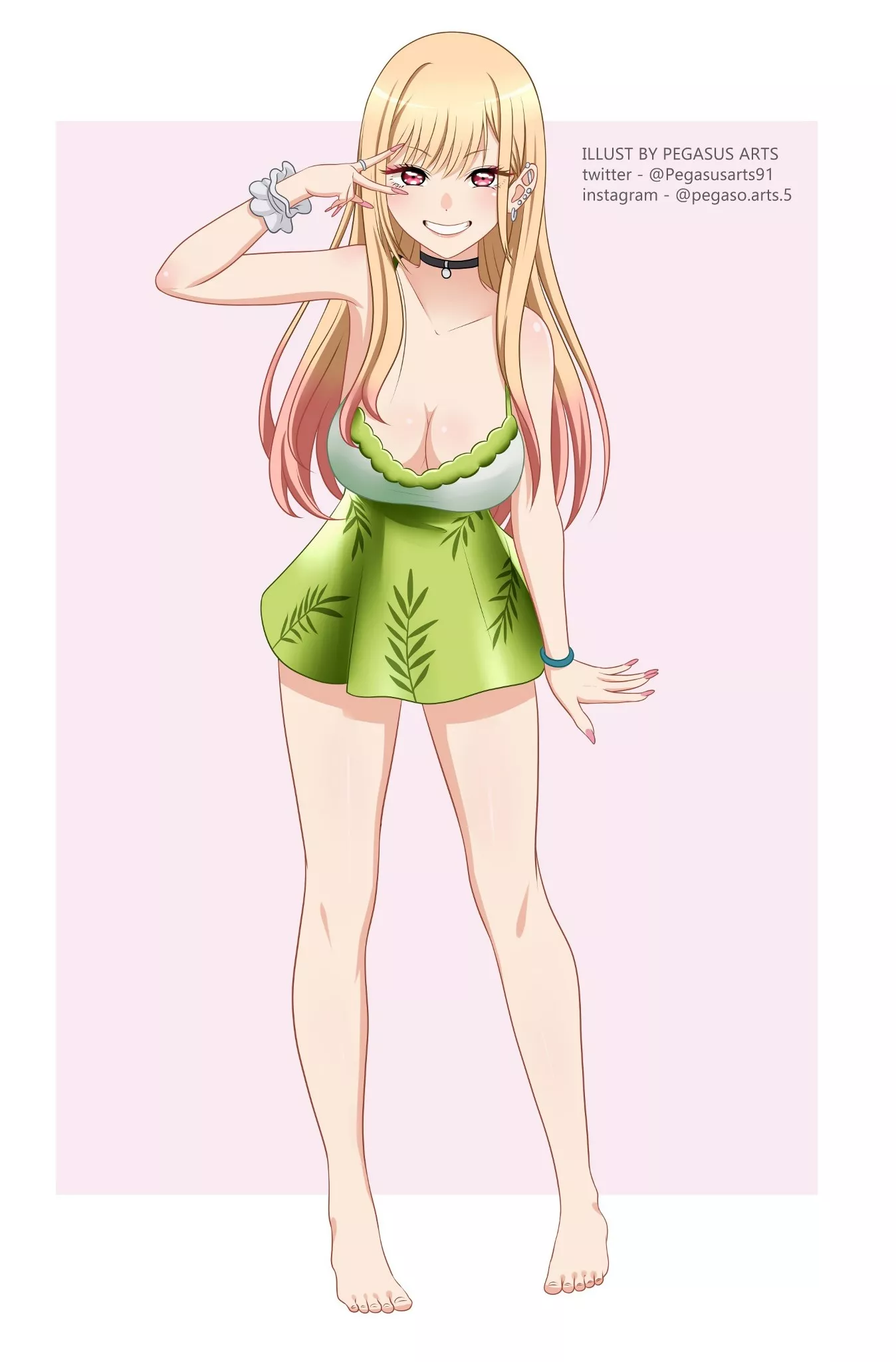 Marin in a green dress (By Pegasus Arts) [My Dress-Up Darling]