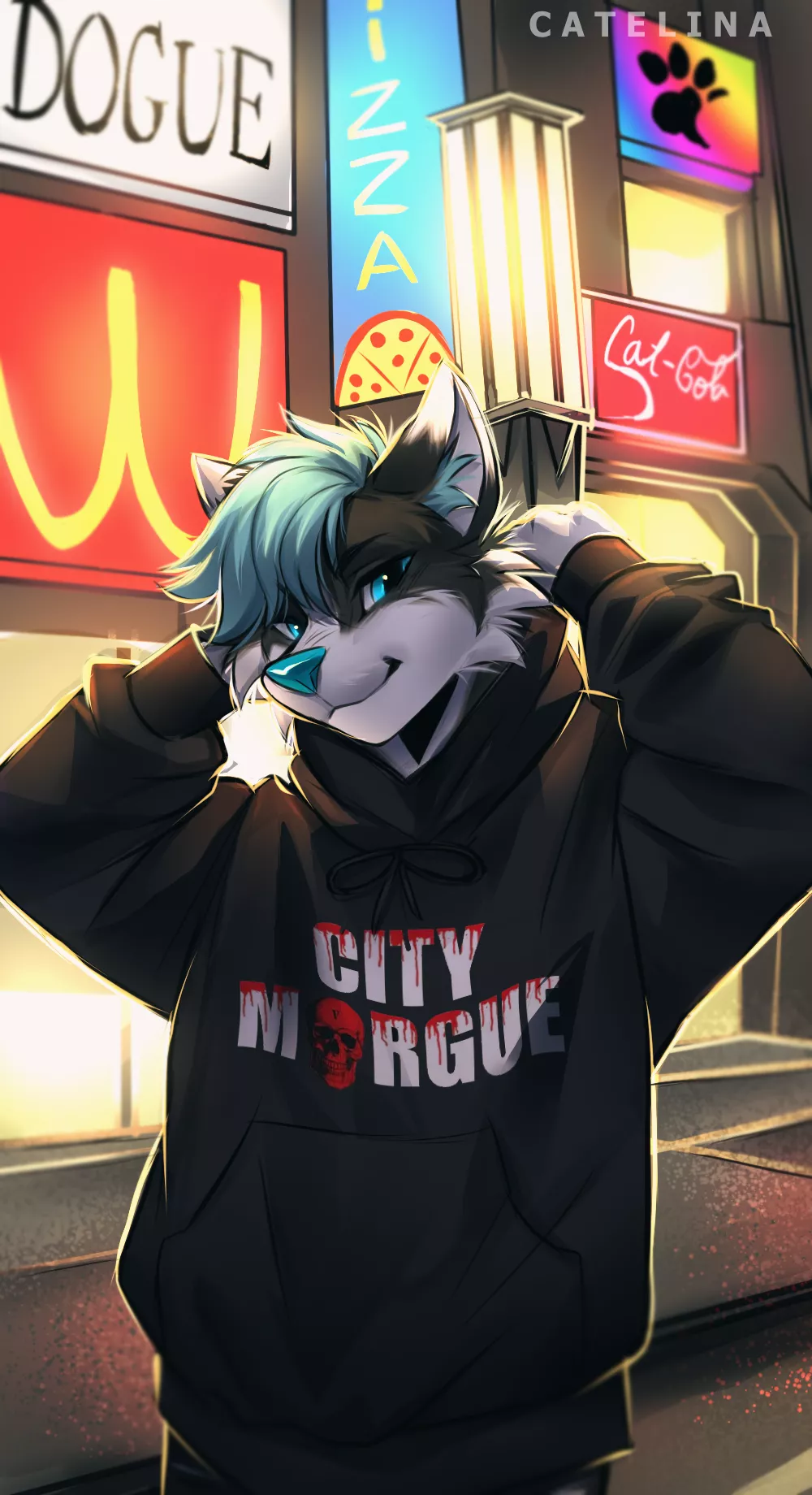 Night city 🌃🌙 - Work done for @LUCKYNOTSOCUTE - Art by me (@Furry_Angel18 on Twitter)