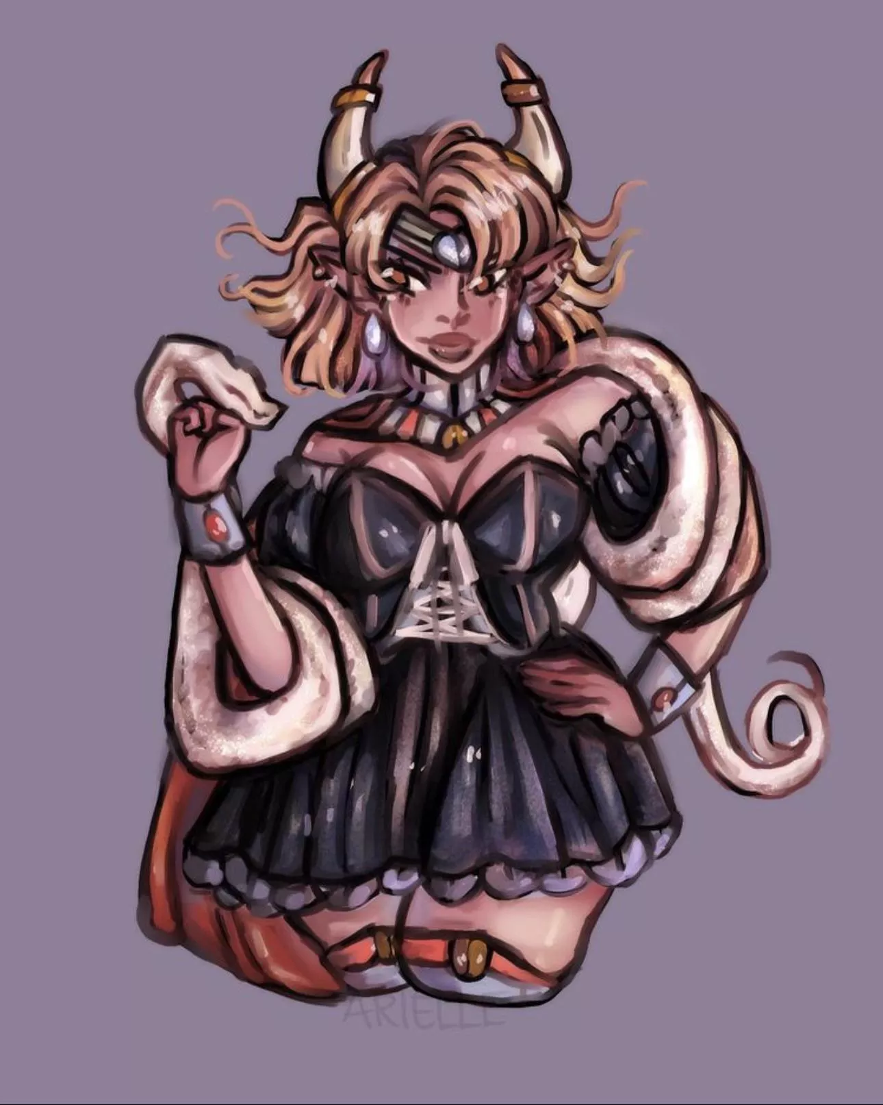 [OC] (Adornoea) Demon gal based off the sign Ophiuchus! She was fun to draw!