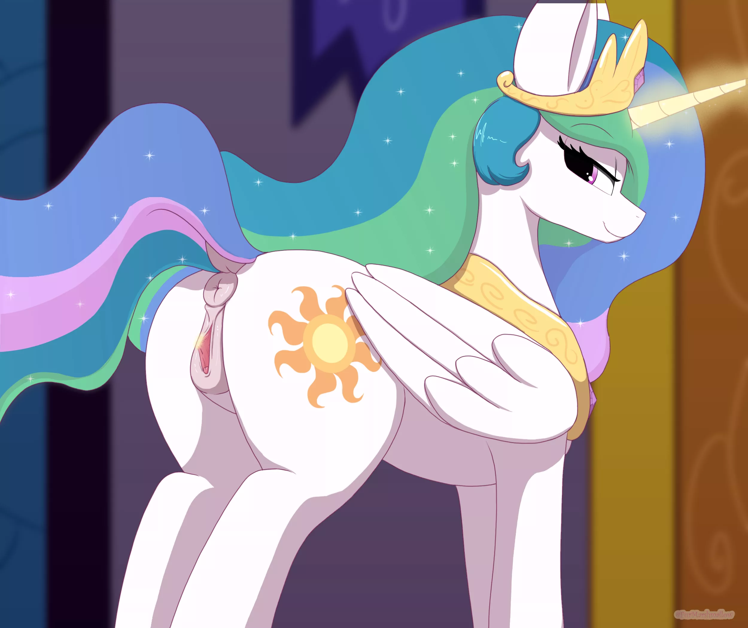 Princess Celestia caught you peeking [F] (@FurMarshmallow)