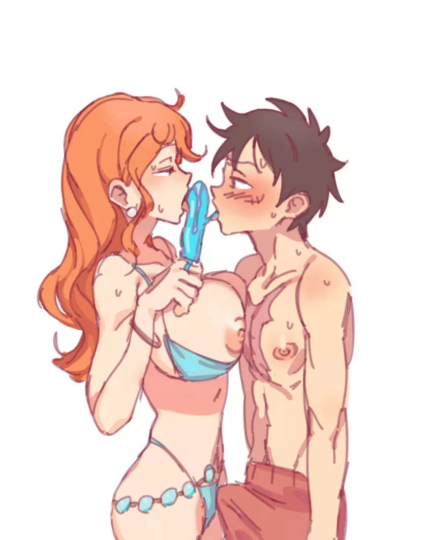 Sharing the last popsicle with her captain