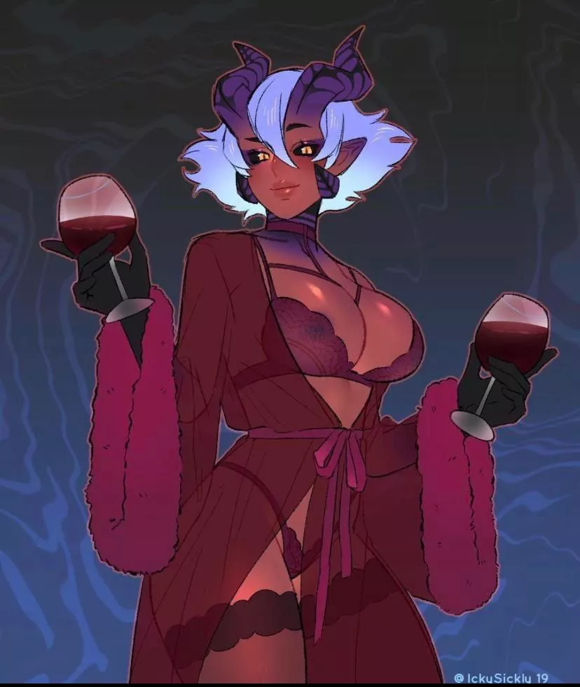 She just wants wine, kisses, cuddles, and also endless kinky sex where you pull her horns. Do you accept?