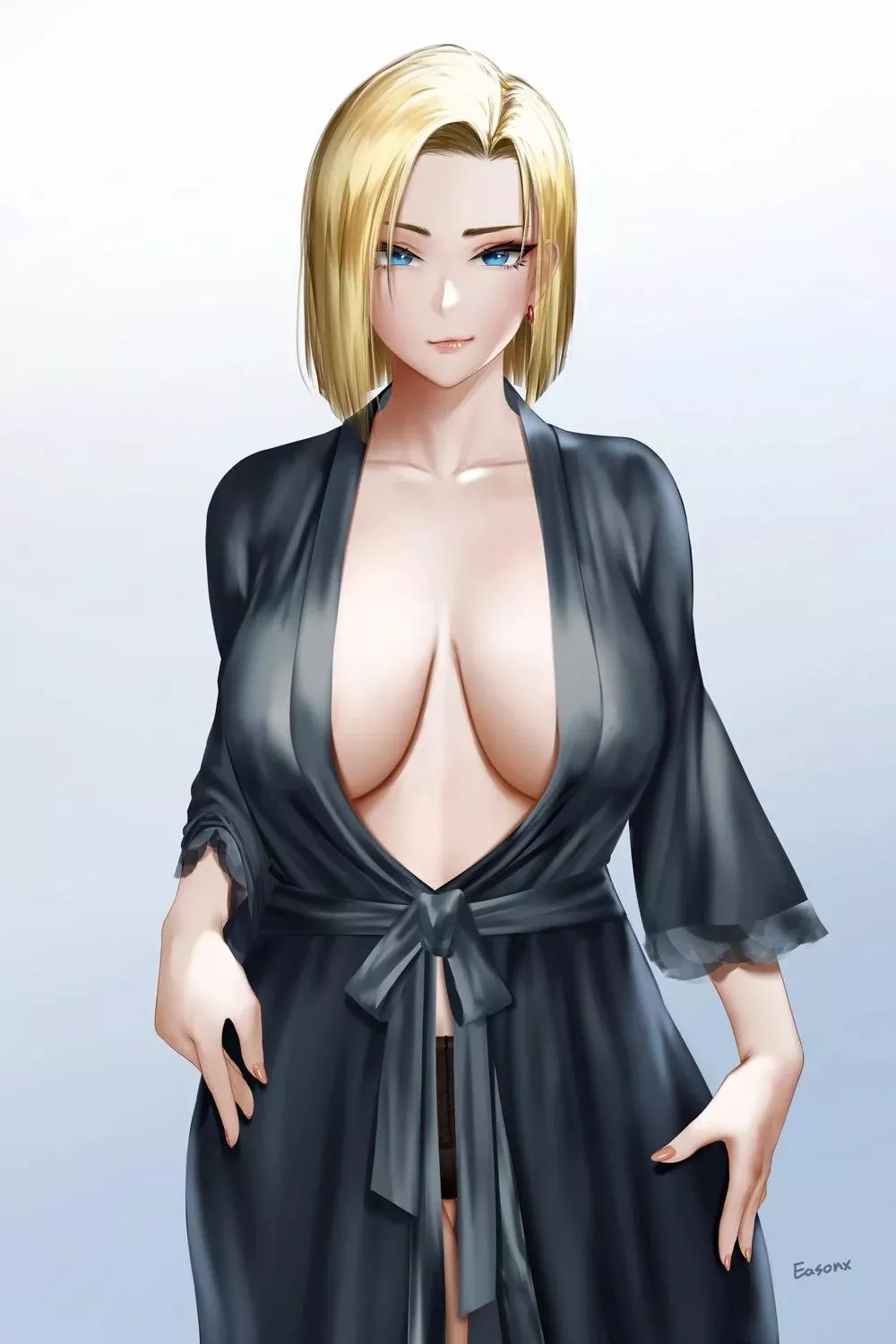 Android 18 - a sexy silk robe for bedtime (Easonx) [Dragon Ball]