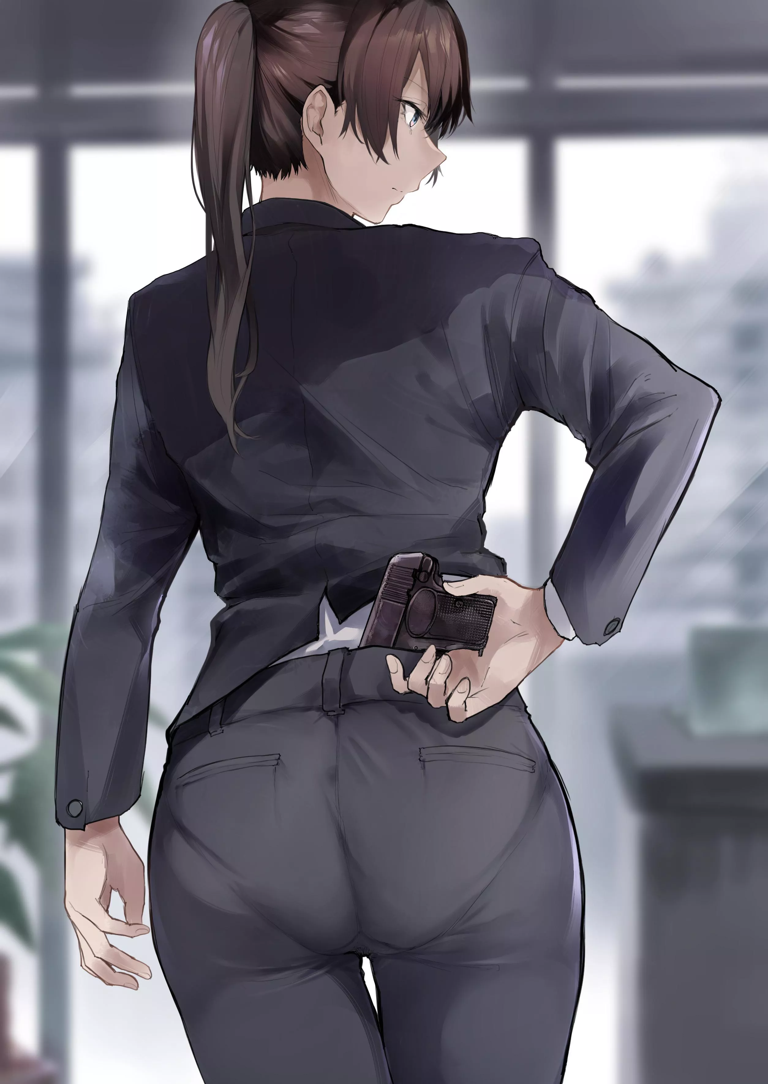 Booty in office suit