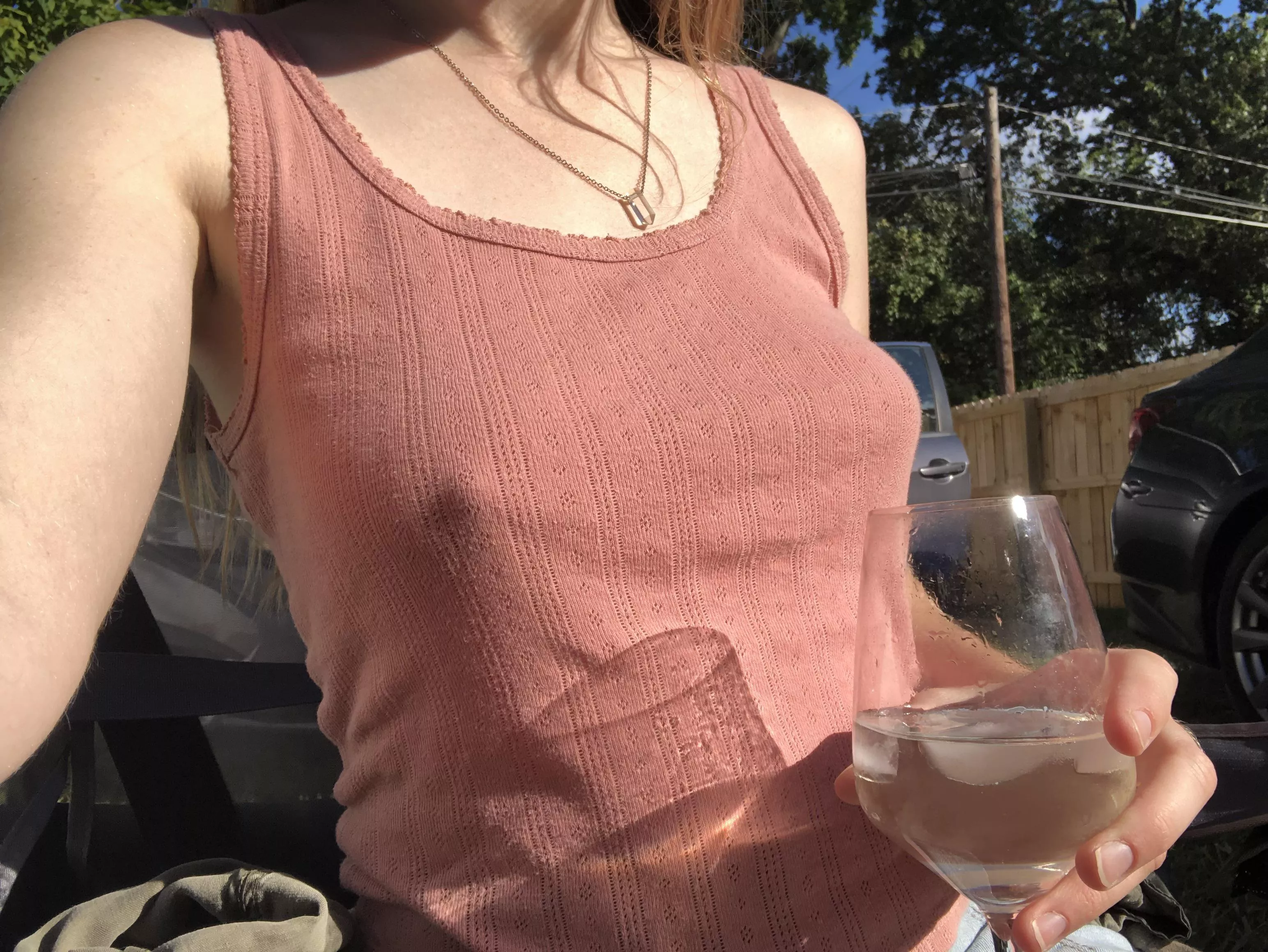 Braless wine cookout night