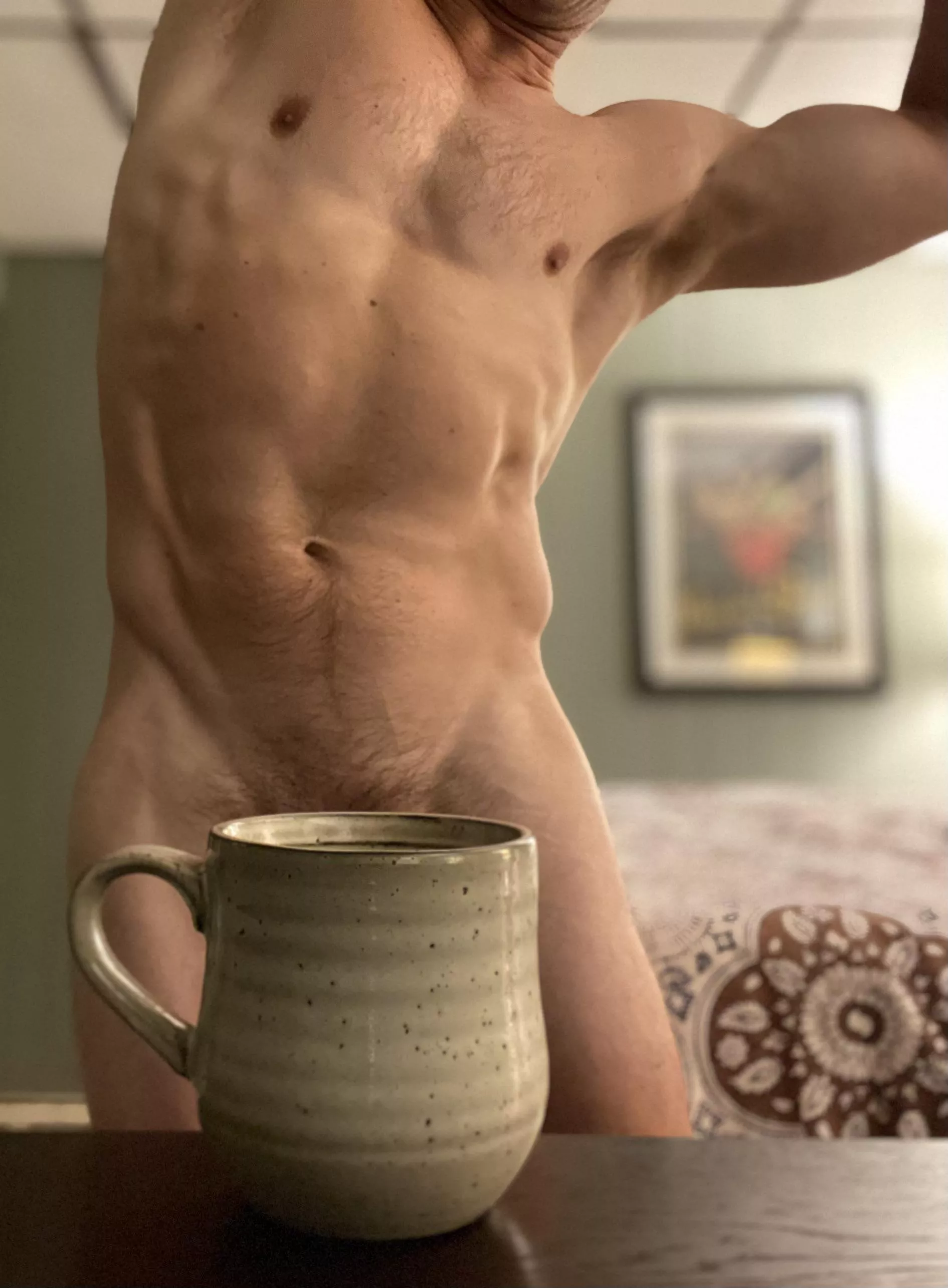 Morning stretches and coffee to start the day, then off to the soccer field. Will I see any of you moms on the sideline today?