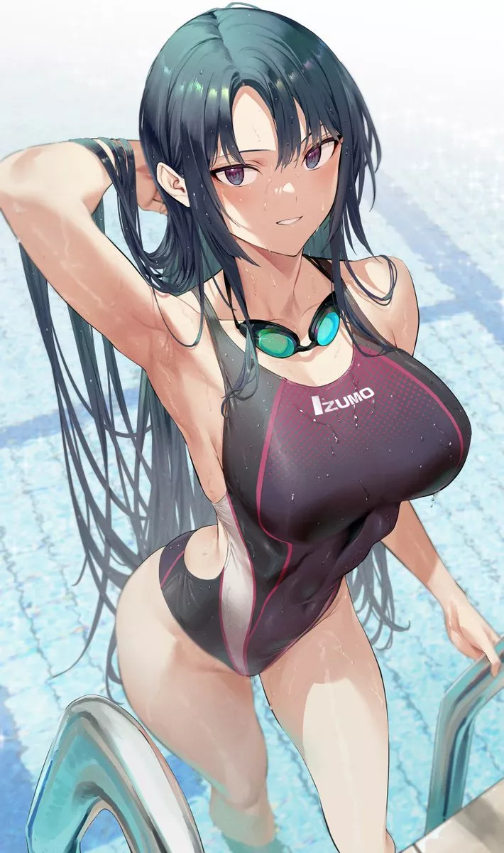 Out of the pool in a competition swimsuit (Yuuichi Hiiragi) [Original]