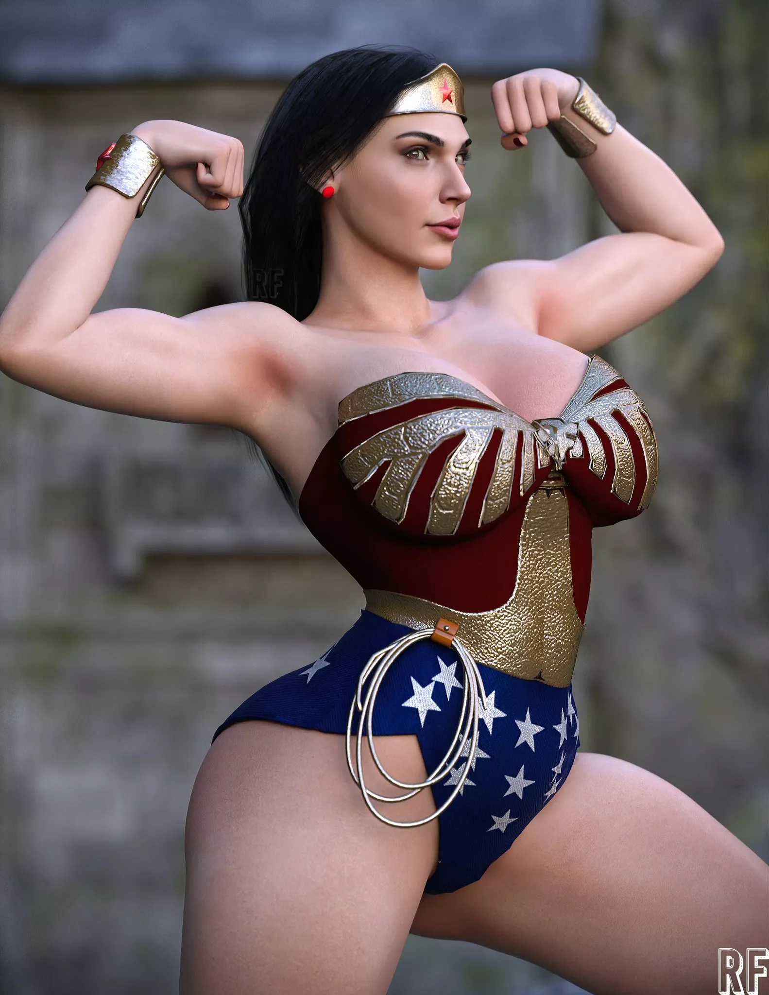 Wonder Woman flexing (Rude Frog) [DC]