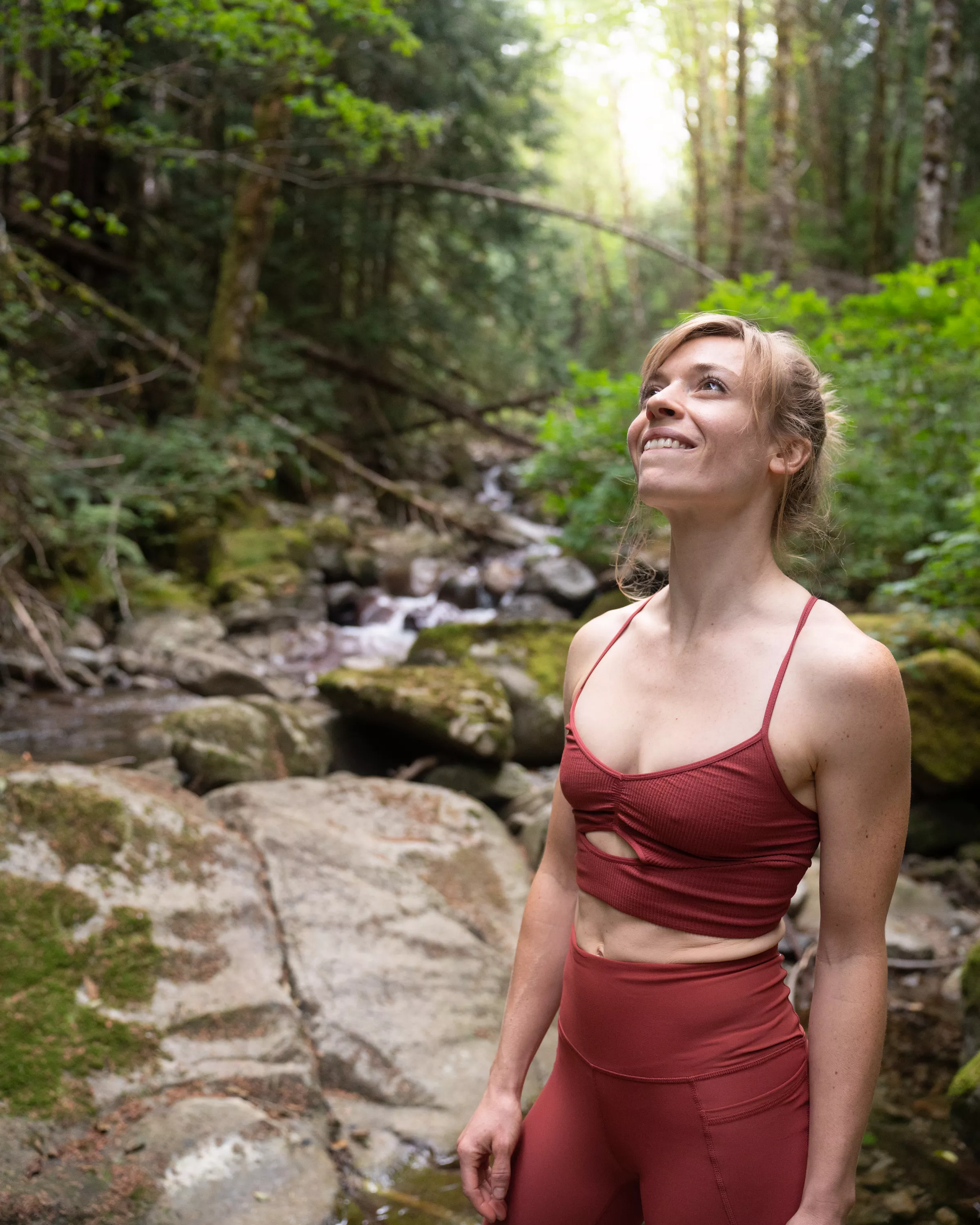 Hiking in a new red set :)