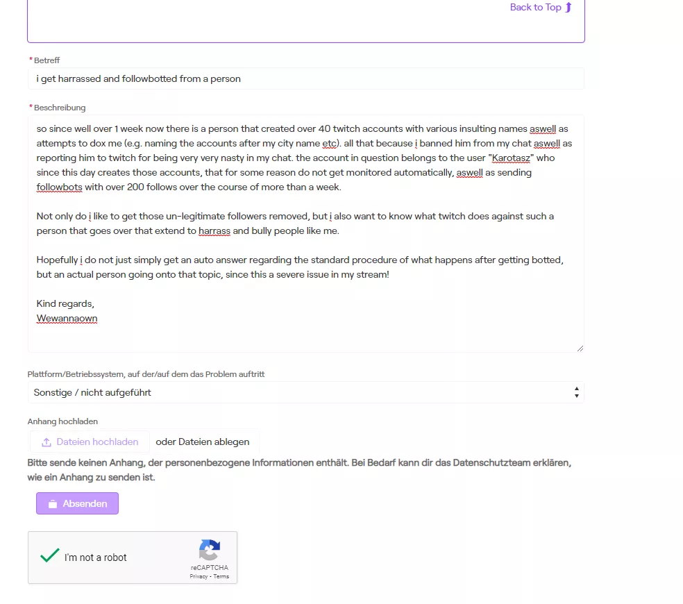 Maybe i can get some advise here too how to handle this, since twitch most likely will just give me a standard answer. like what can i, as the streamer, do against that or atleast prevent distraction in my stream?