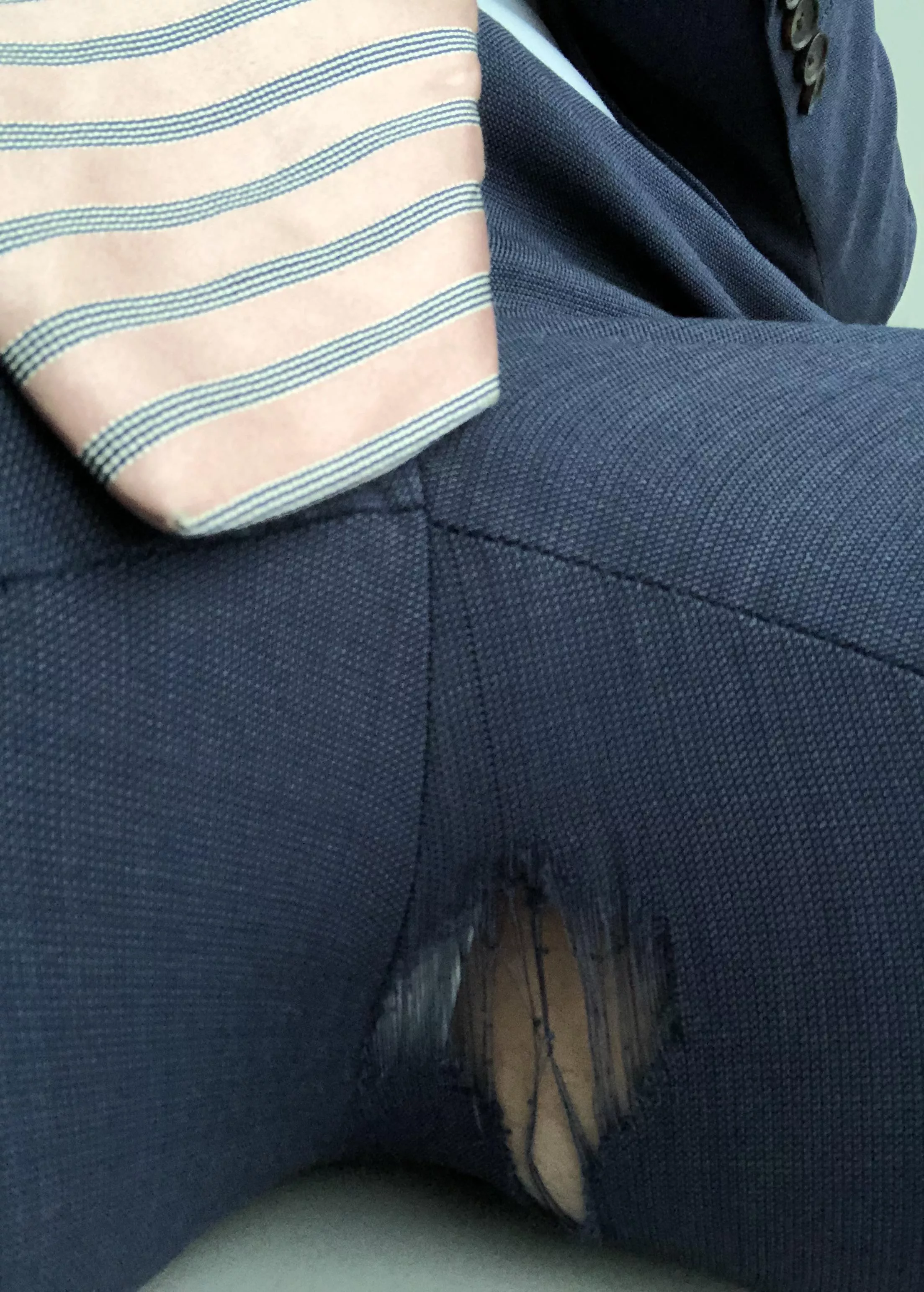 If you think youâ€™re having a bad Monday, mine is worse. Home from the office to realise my suit trousers have ripped (41)