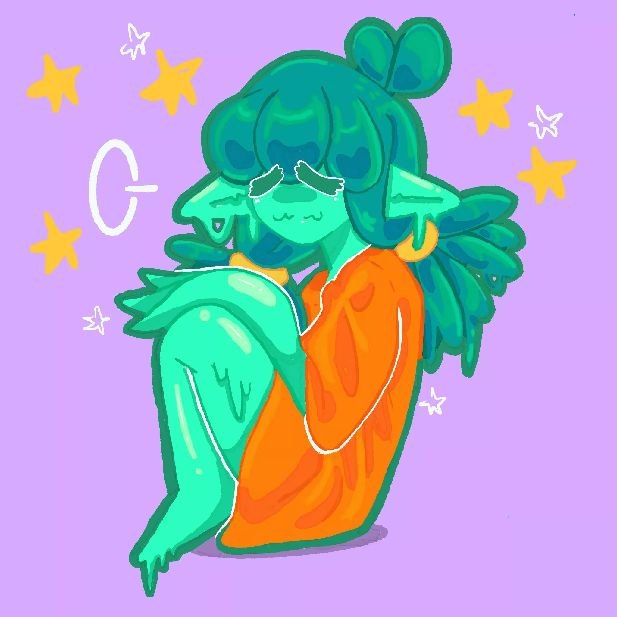 Slime girl oc, Visca,in a big shirt