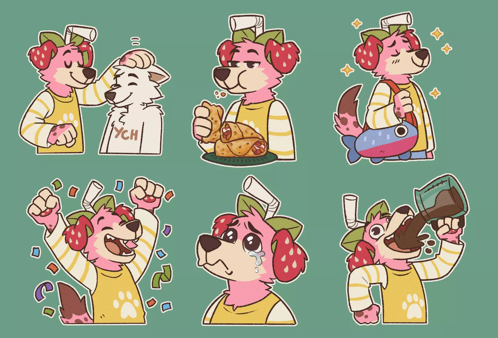 Some of the stickers I made for someone on Twitter :) (art by me _capycorn)